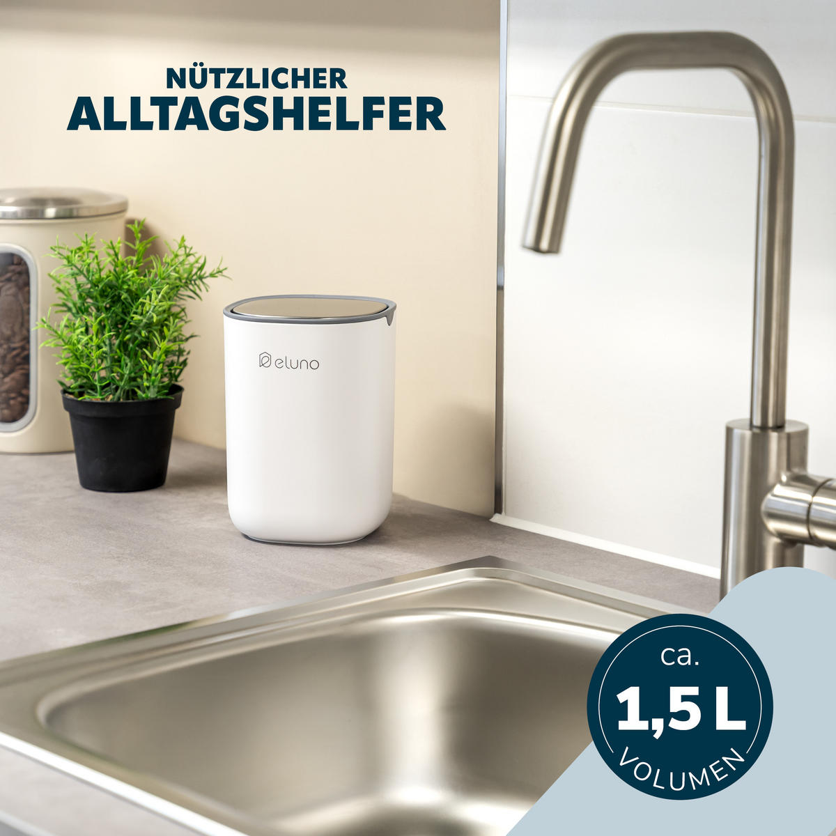 KOSMETIKEIMER EDOLO, Kunststoff, weiß - Weiß, Kunststoff (11.5/15.5/11.5cm) - eluno