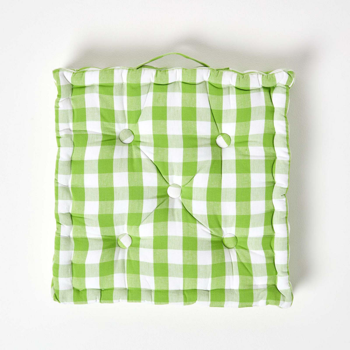 SITZKISSEN grün-weiß kariert 50/50/10 cm - Grün, Textil (50/50/10cm) - Homescapes
