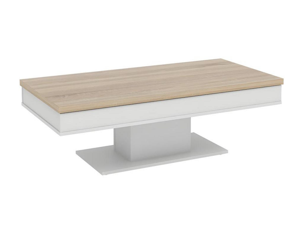COUCHTISCH mit Stauraum - Eichenholz-Optik - Weiß - ASTULIA - Naturfarben, Holz (146/59/40.2cm) - Vente-Unique