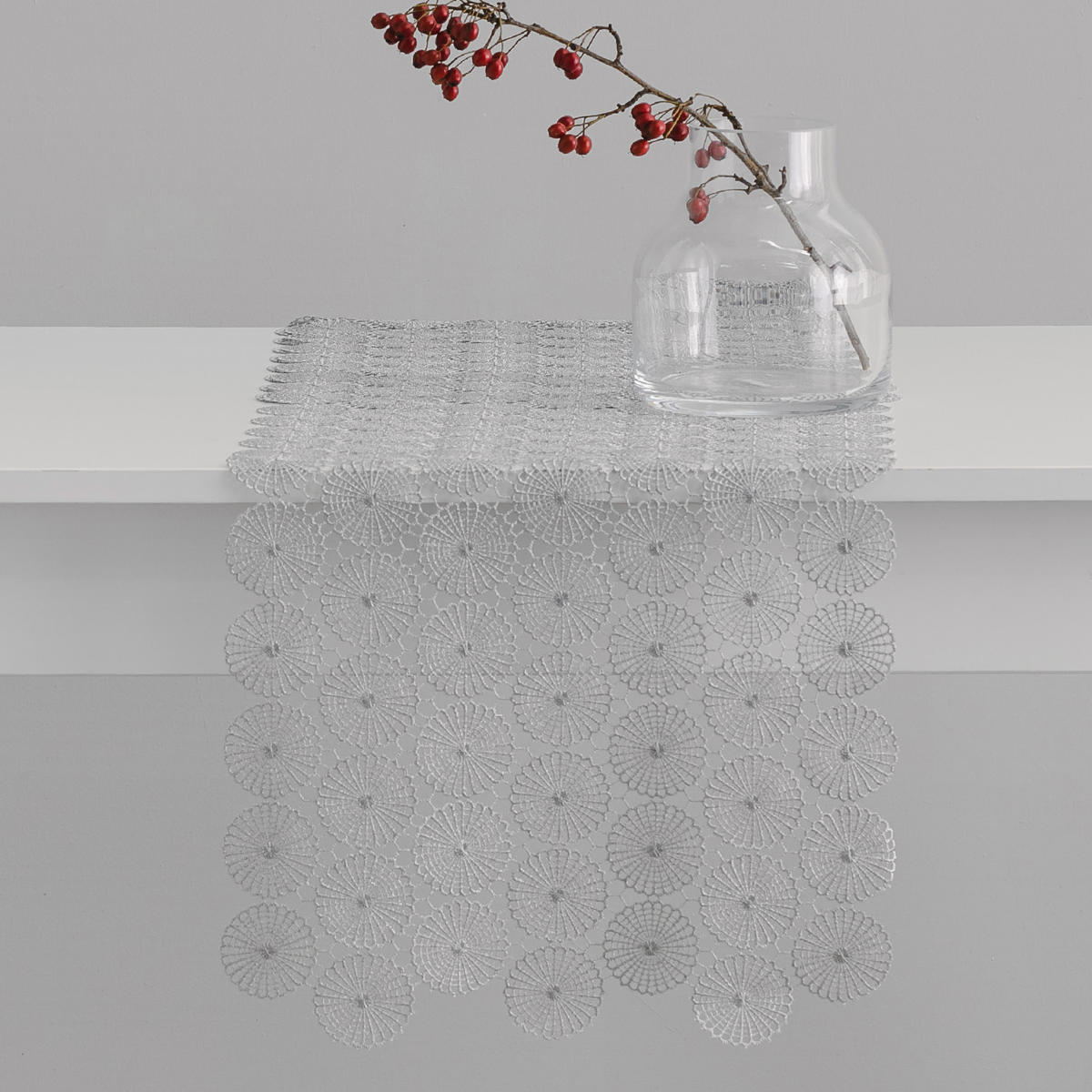 TISCHLÄUFER Beaulieur 35x180cm, Silber - Silberfarben, Textil (180/35/1cm) - home&you