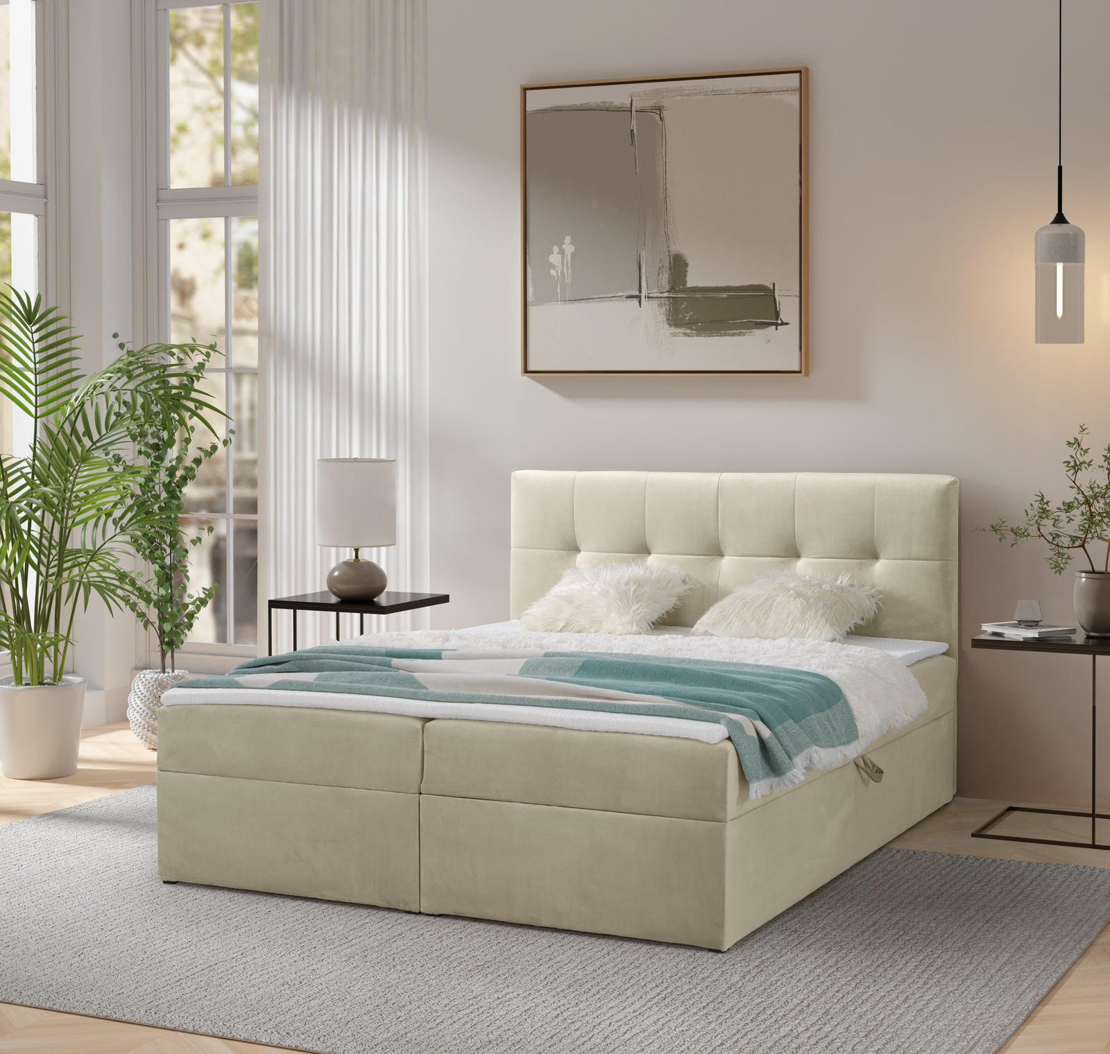 BOXBETT Toronto 140x200 Bonell-Matratze H3 und Topper - Silberfarben/Creme, Holz/Holzwerkstoff (140/200cm) - Ravio