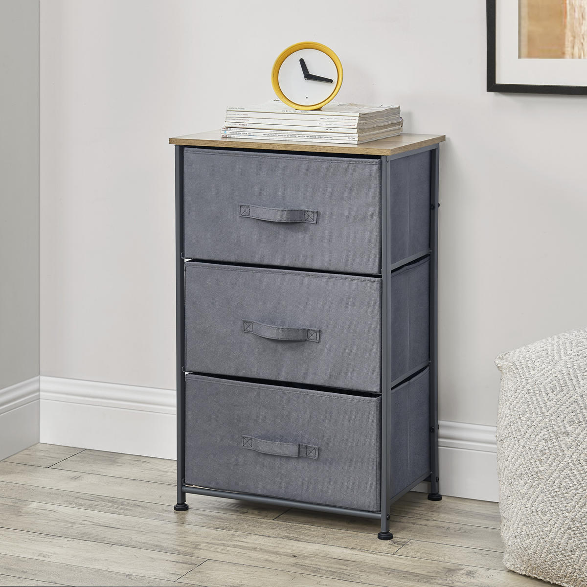 KOMMODE - Braun/Grau, Holzwerkstoff/Textil (45/73/30cm) - pro.tec