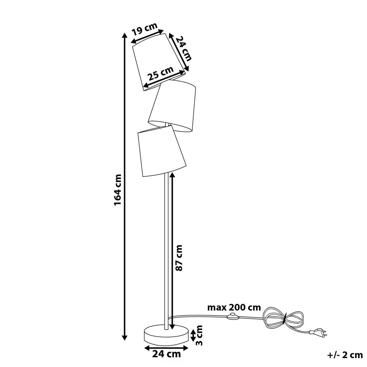 STEHLAMPE Rio Grande 24/24/164 cm - Weiß, Metall (24/24/164cm) - Beliani
