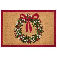 FUSSMATTE Naturfarben 60/90 cm Weihnachtsmotiv Kokosfasern Bulusan - Naturfarben, Textil (60/90cm) - Beliani