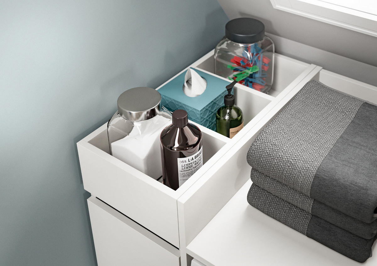 BADKOMMODE weiß 29 cm, Anstellregal mit Apothekerauszug - Schwarz/Weiß, Holzwerkstoff (29/101/60cm) - Inn.Furn
