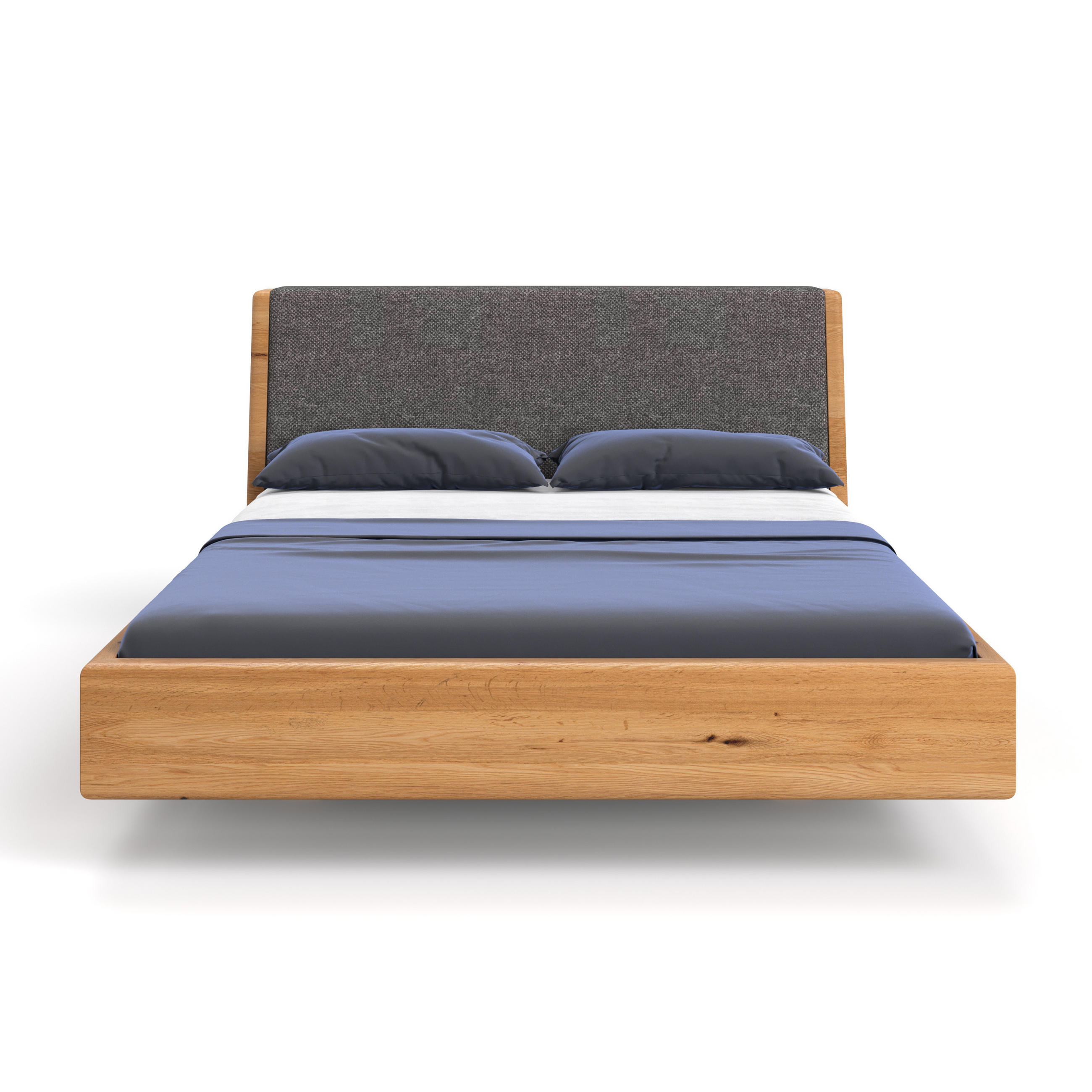 MASSIVHOLZBETT schwebend Aura Tilt aus Eiche 180x200 cm, Storm 97 (Grau) - Eichefarben/Braun, Holz (180/200cm) - Danzz