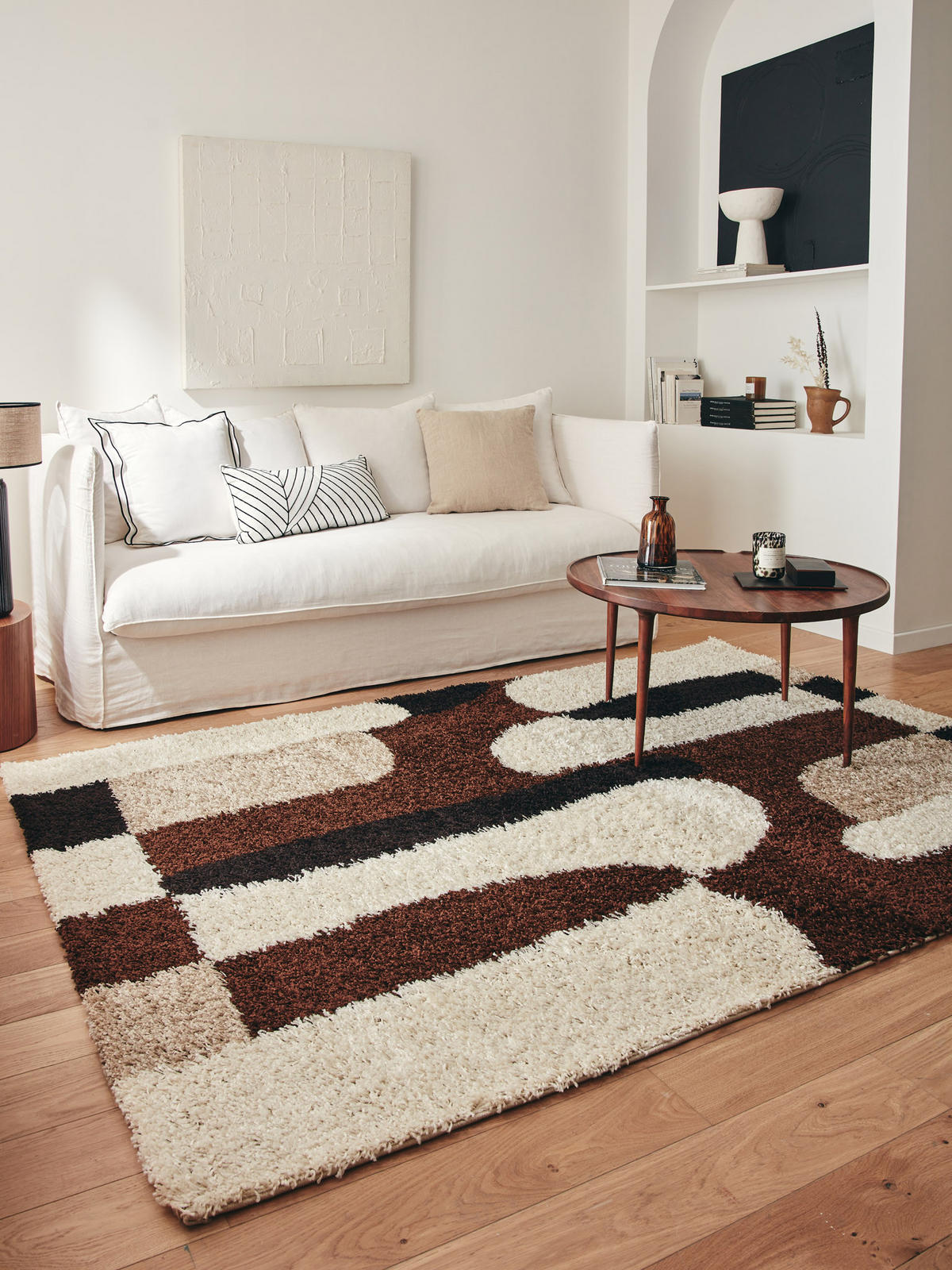 TEPPICH shaggy mit grafischem Muster in Braun Palerme 80x140 cm - Braun, Textil (80/140cm) - Nazar Rugs