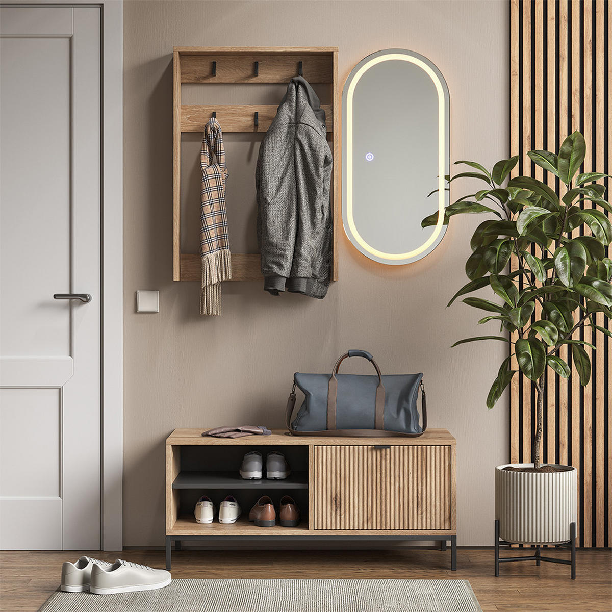 GARDEROBE Eliza Viking Oak 100 x 45 cm Set, 3 Teile - Eichefarben, Holzwerkstoff (100/45/40cm) - Vicco