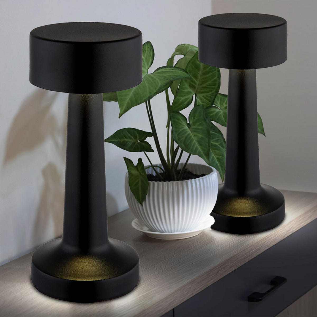 LED TISCHLEUCHTE ANGELIKA Schwarz - Schwarz, Metall (9/9/21cm) - Globo Lighting