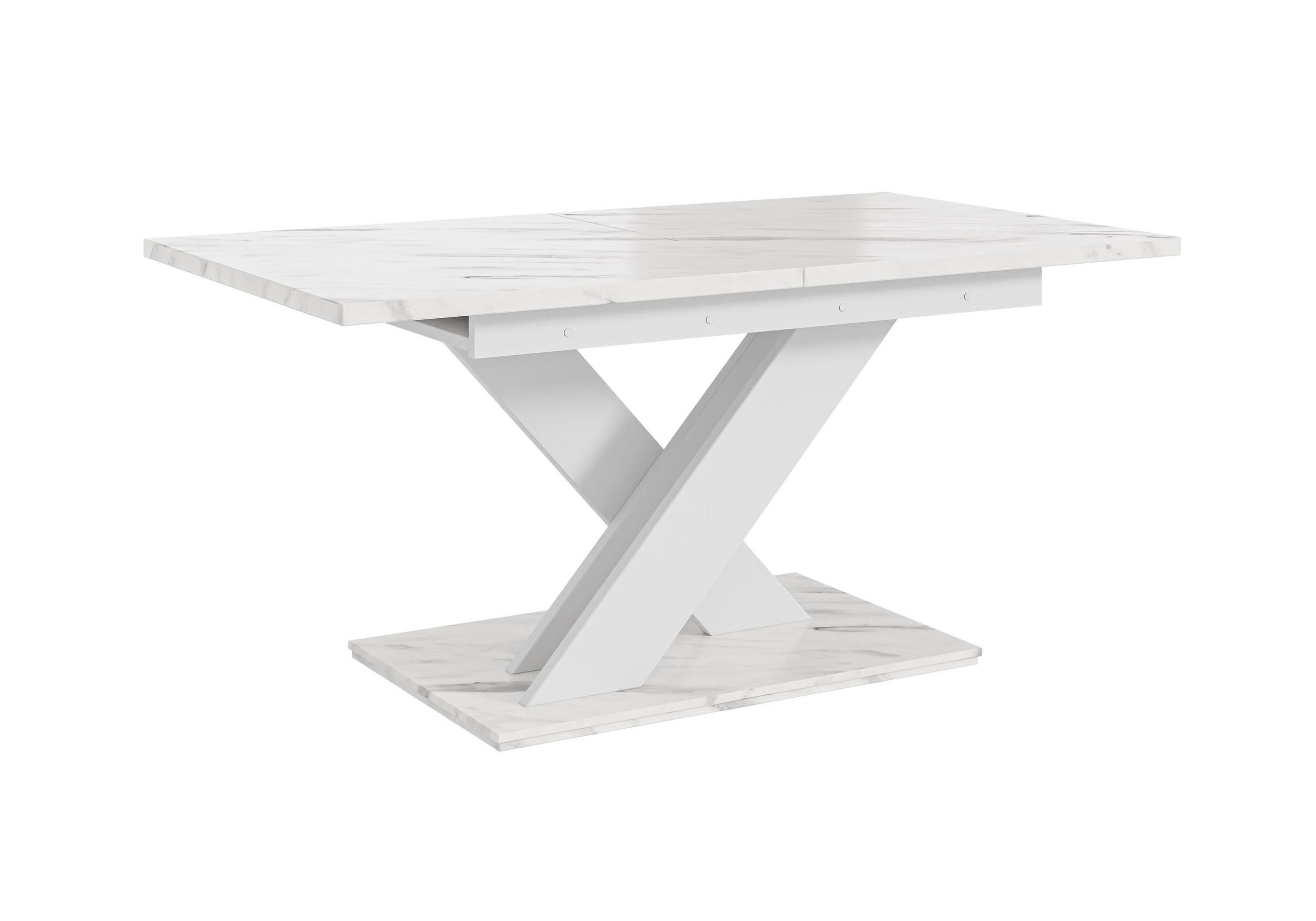 ESSTISCH Ausziehbar 140-180 cm Weiß Marmor-Optik - Weiß, Holzwerkstoff (180/80/75cm) - Home Collective