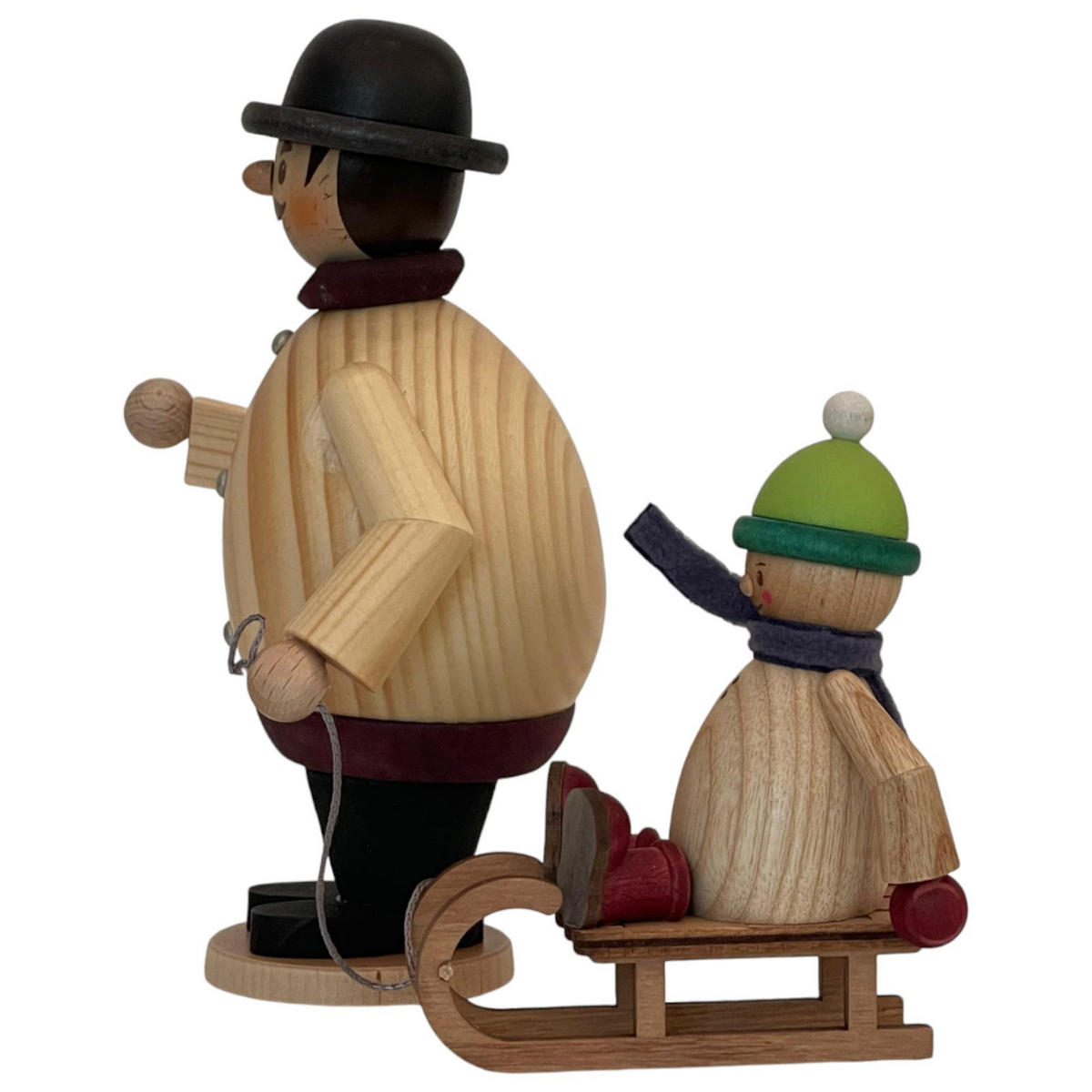RAUCHMANN Max als mit Mäxchen auf Schlitten 16 cm - Multicolor, Holz (10/16/10cm)