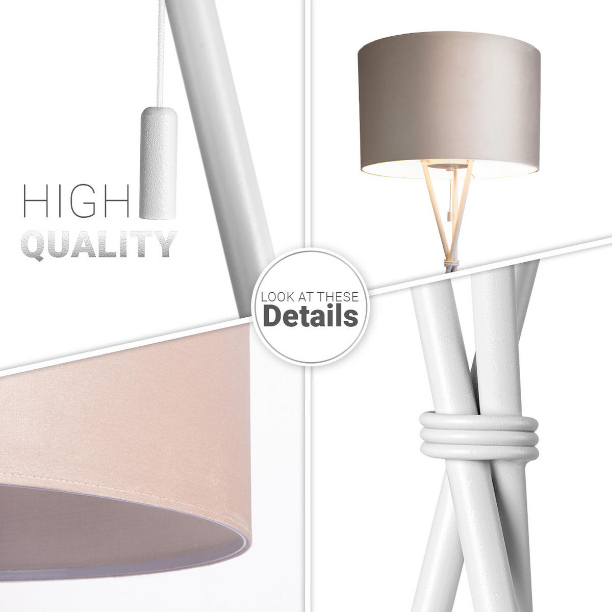 STEHLEUCHTE Kate Fl - Beige, Metall (48/48/177.5cm) - Paco Home