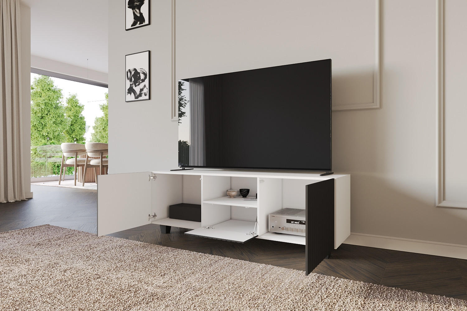LOWBOARD KITO-S 140x50x41 cm - Weiß / Schwarz - Schwarz/Weiß, Holzwerkstoff (140/50/41cm) - ALTDECOR