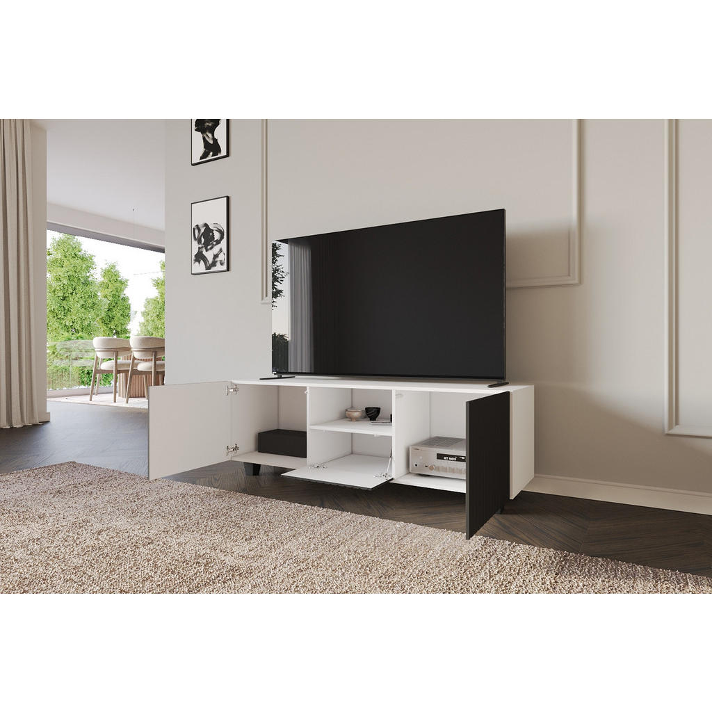 Thumbnail - Altdecor Lowboard, Schwarz, Weiß, Holzwerkstoff, Rechteckig, würfelförmig, 140x50x41 cm, Wohnzimmer, Wohnwände, Lowboard...