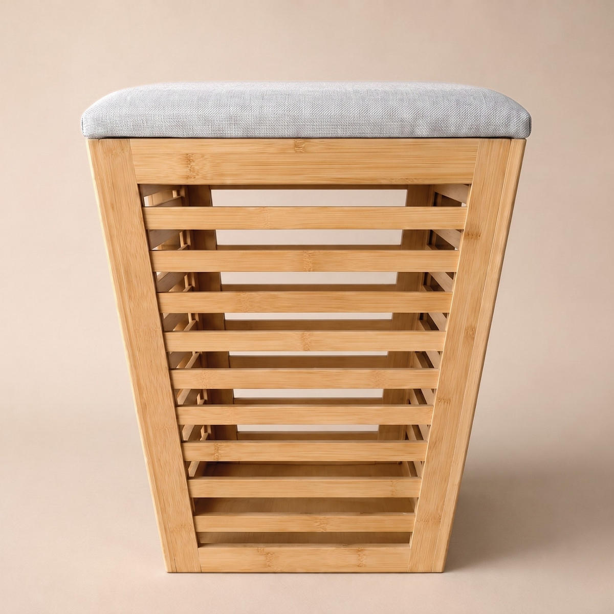 WÄSCHEKORB aus Bambus mit Sitzfläche 40/40/56 cm - Weiß, Naturmaterialien (40/56/40cm) - NUXIO