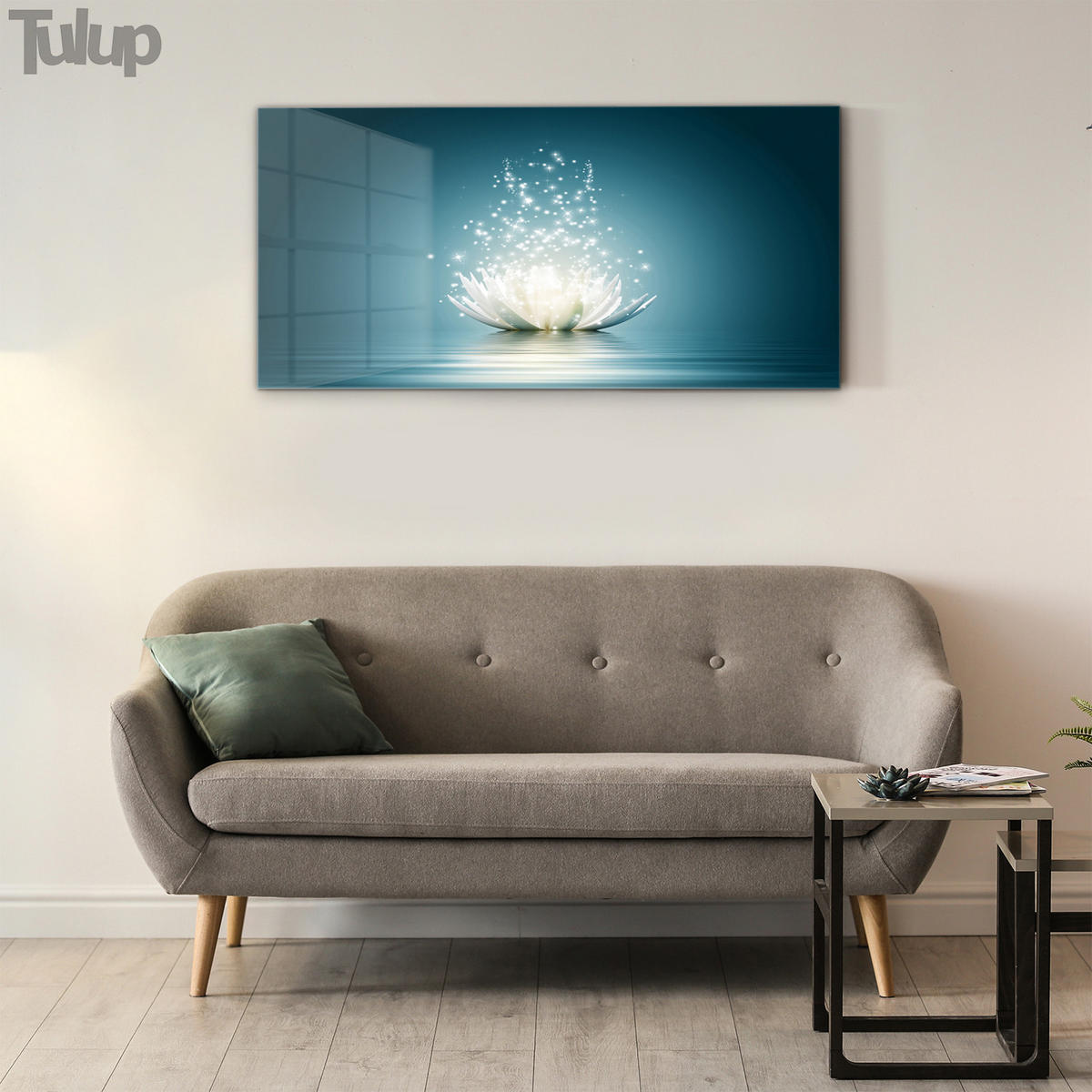 GLASBILD 120x60 cm Lotusblüte - Blau, Glas (120/60cm) - TULUP