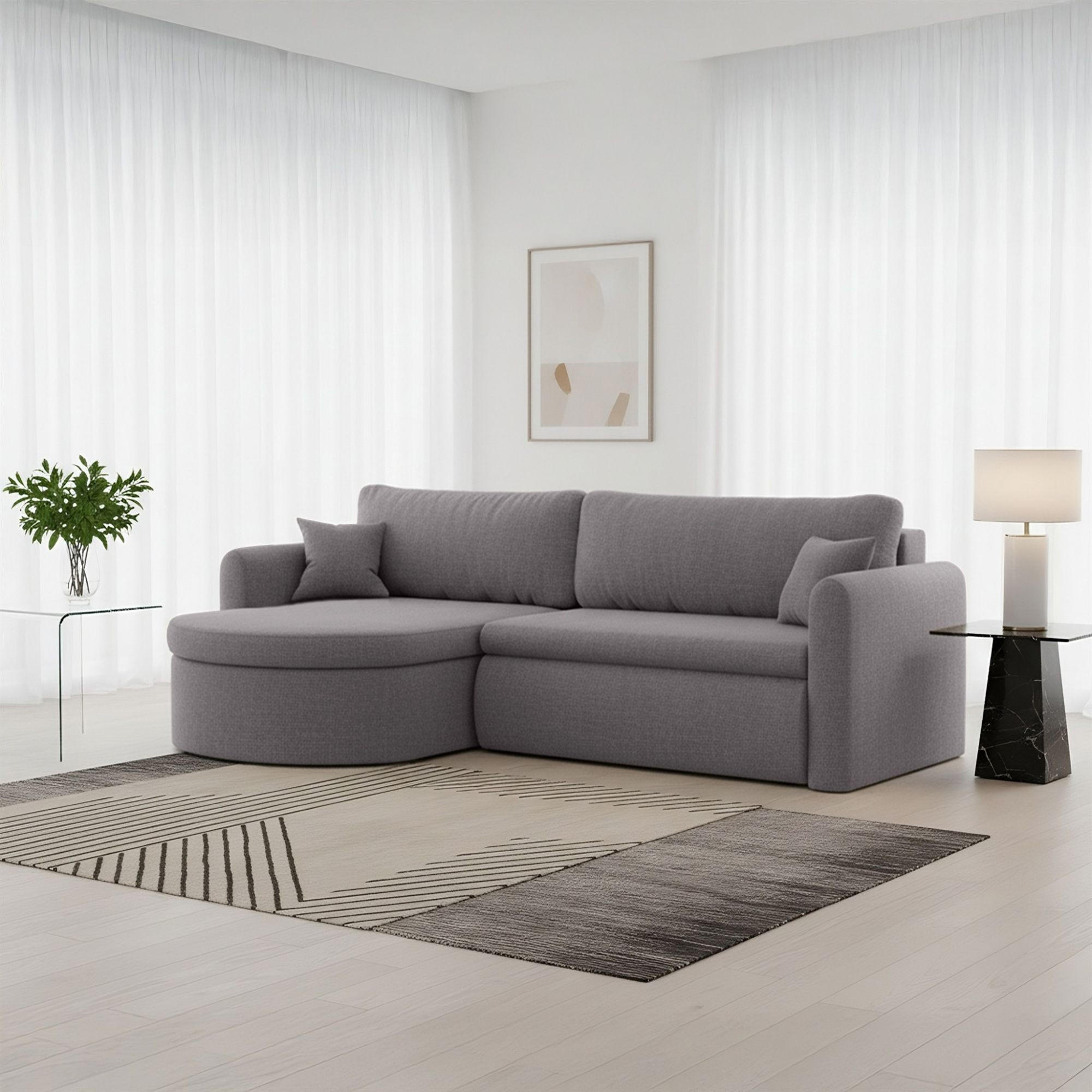 ECKSOFA Feliz In Faro - Grau, Holzwerkstoff/Textil (160/250cm) - Fun Möbel