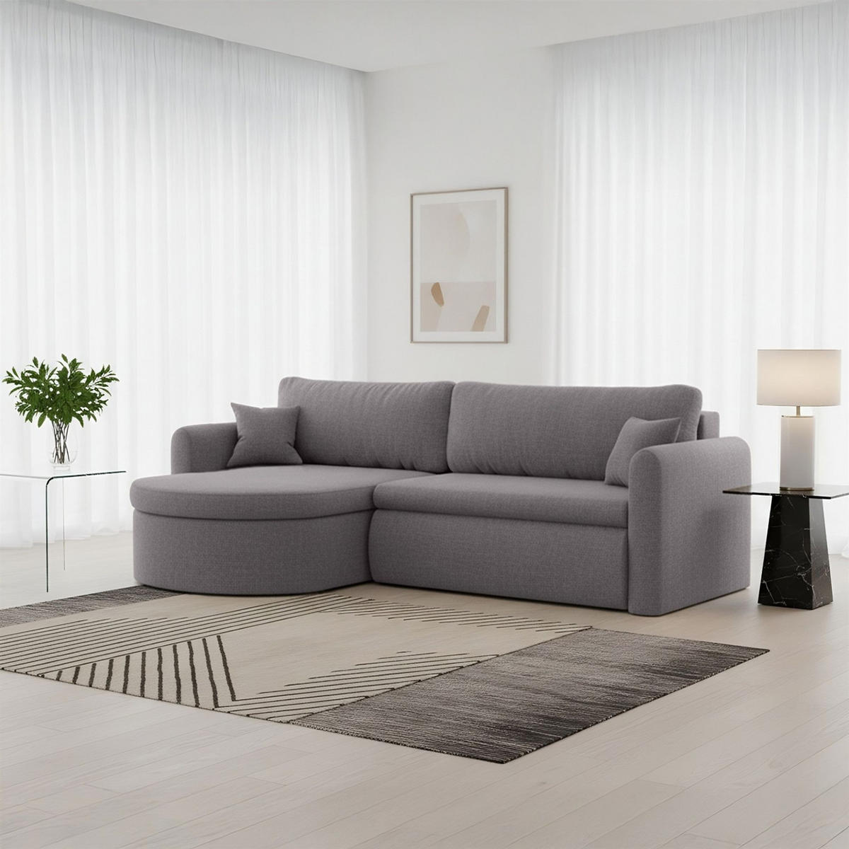 ECKSOFA Feliz In Faro - Grau, Holzwerkstoff/Textil (160/250cm) - Fun Möbel