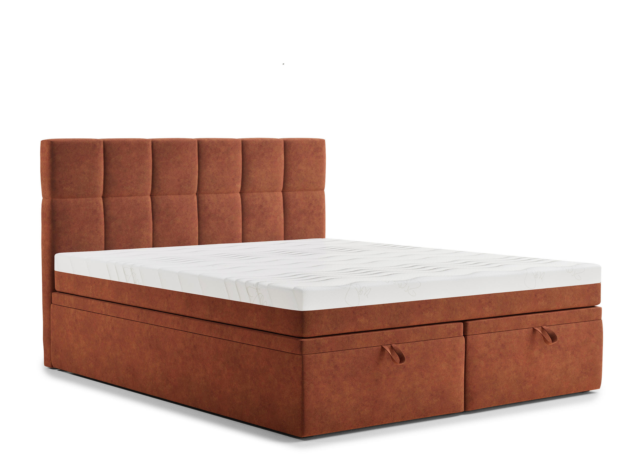BOXBETT 140/200 cm Gotu M, in Kupferfarbe, Matratze, gepolstertes Kopfteil, Bettkasten, H3 = fest - Schwarz/Kupferfarben, Holz/Holzwerkstoff (140/200cm) - Maison de Reve