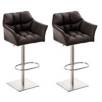 BARHOCKER Damaso 2er Set 88x64x45 cm braun - Braun, Leder (64/88/45cm) - furnicato