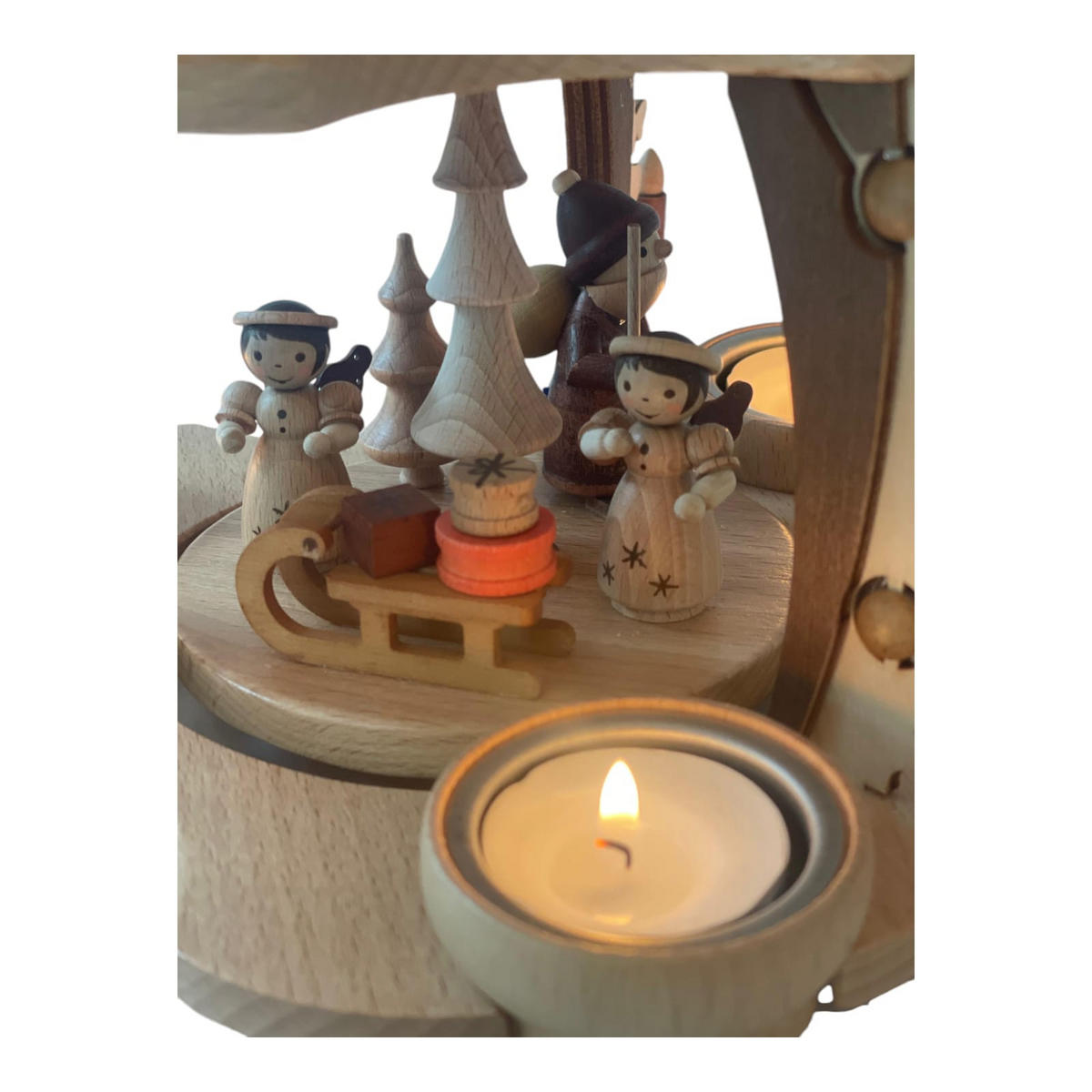 PYRAMIDE 2-stöckig Bescherung für 6 Teelichter 26/26/35 cm - Multicolor, Holz (26/35/26cm)