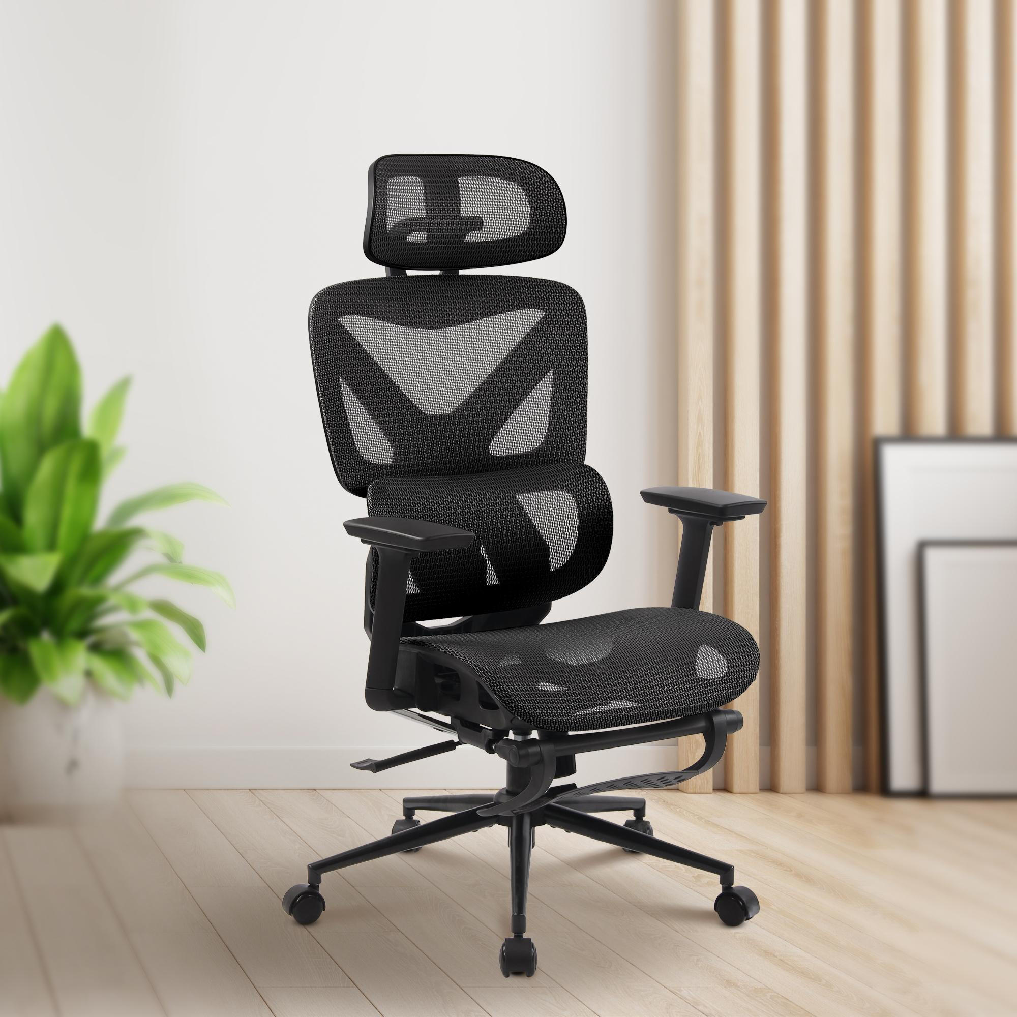 DREHSTUHL Netzstoff Schwarz/Schwarz - Schwarz, Textil/Metall (66/112/66cm) - CLP