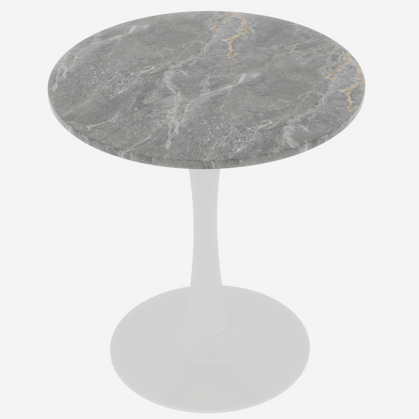 COUCHTISCH Beistelltisch Rund mit hohen Beinen minimalistisches Design Couchtisch kompakt modern - Goldfarben/Creme, Stein/Metall (70/70/72cm) - EVRYAE