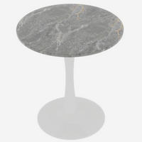 COUCHTISCH Beistelltisch Rund mit hohen Beinen minimalistisches Design Couchtisch kompakt modern - Goldfarben/Creme, Stein/Metall (70/70/72cm) - EVRYAE