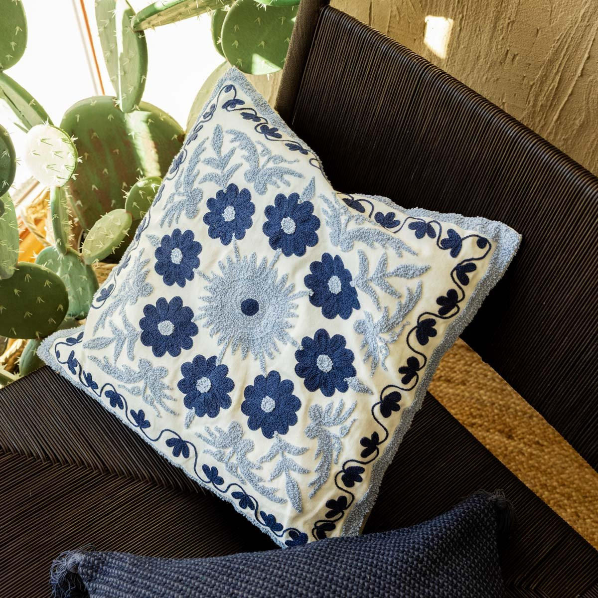 KOPFKISSENBEZUG Ganti dunkelblau 45/45 cm - Dunkelblau, Textil (45/45cm) - Homla