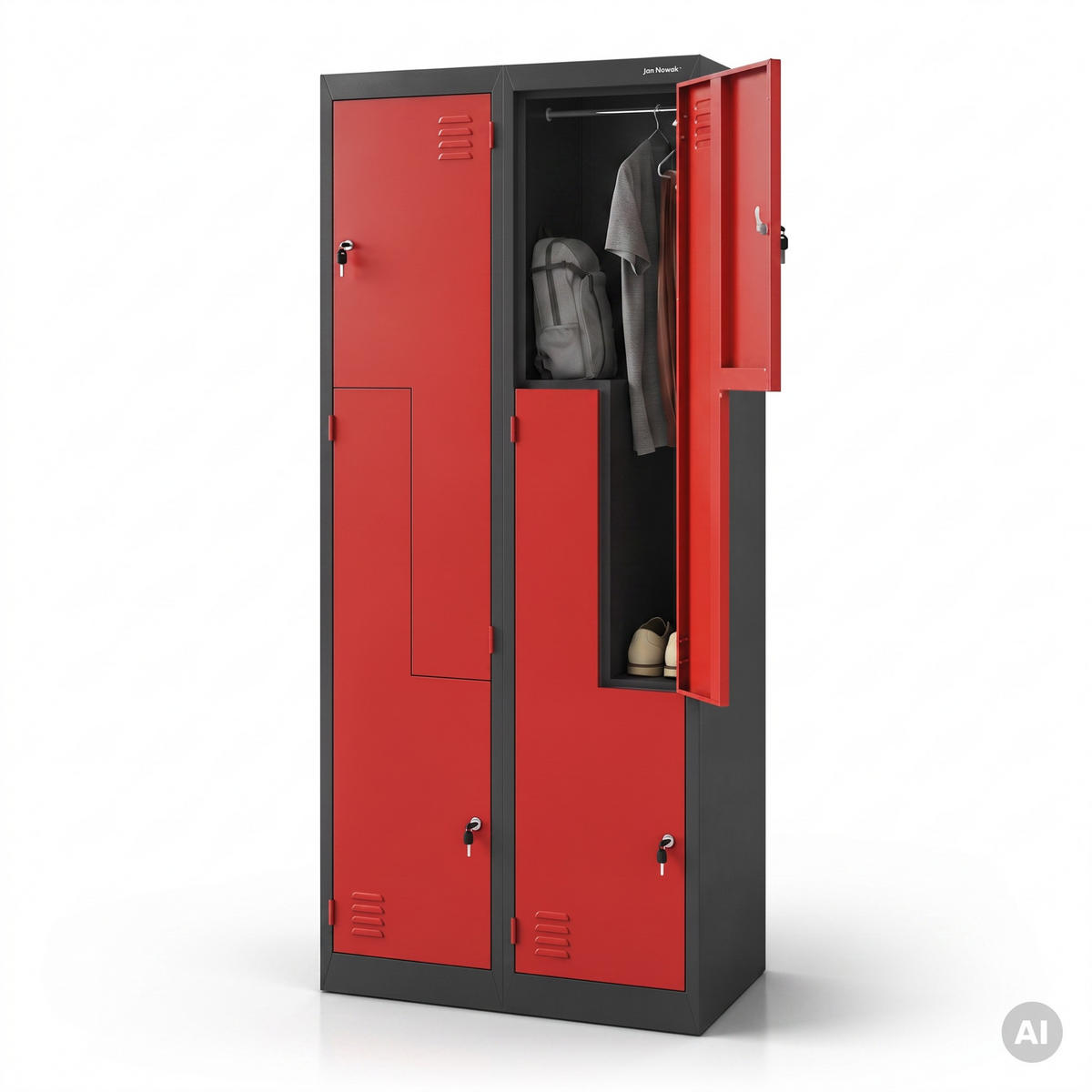 KLEIDERSCHRANK JULIA 185x80x45 cm - Anthrazit/Rot, Metall (80/185/45cm) - Jan Nowak