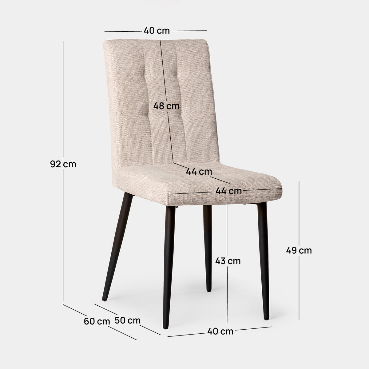 ESSZIMMERSTUHL Leia Beige 44 cm x 92 cm 2er-Set - Beige, Textil (44/92/60cm) - Klast Home