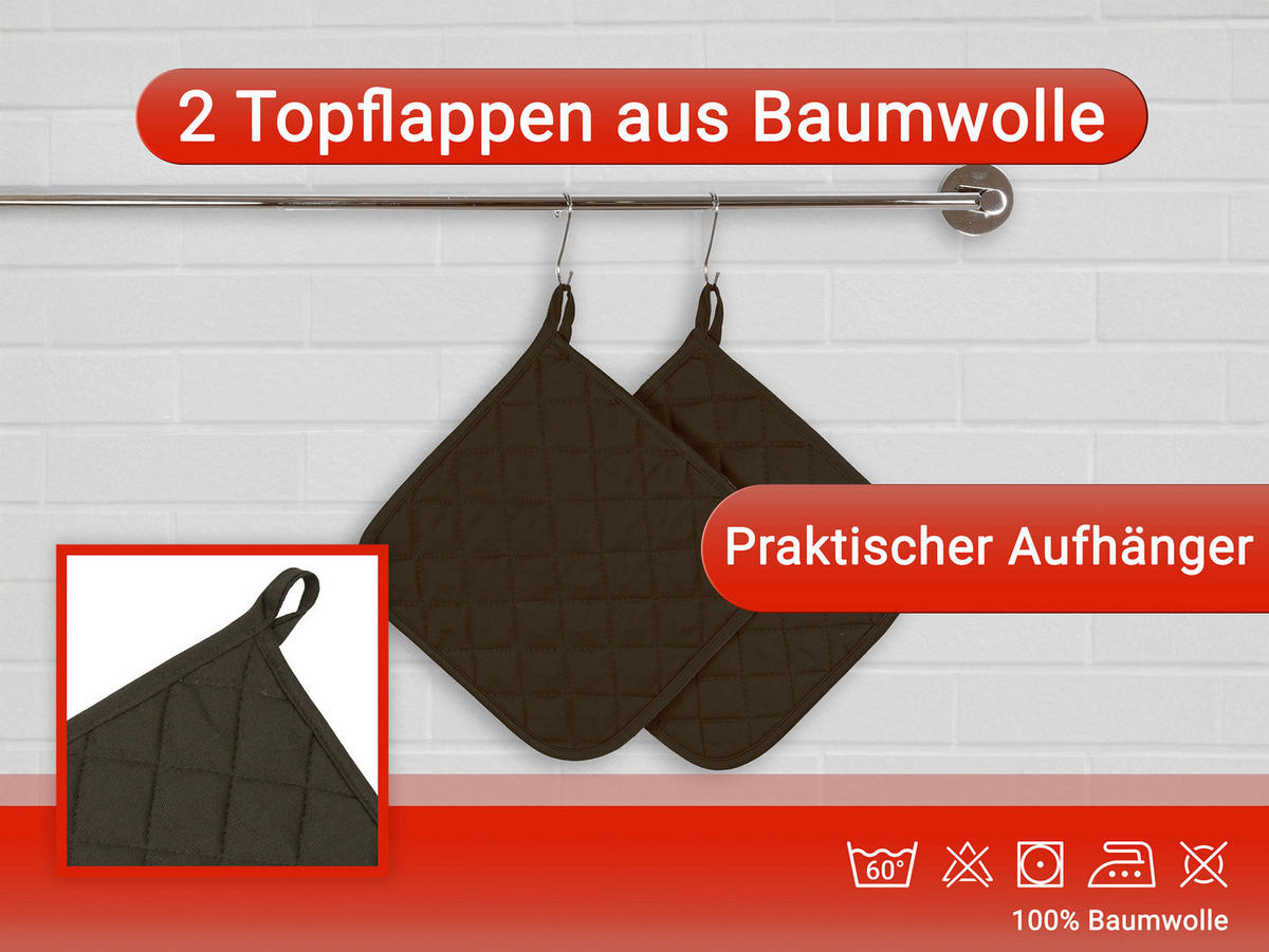 OFENHANDSCHUHE, 2er-Set, 24x24 cm, 100% Baumwolle - Braun, Textil (24/24cm) - Zollner