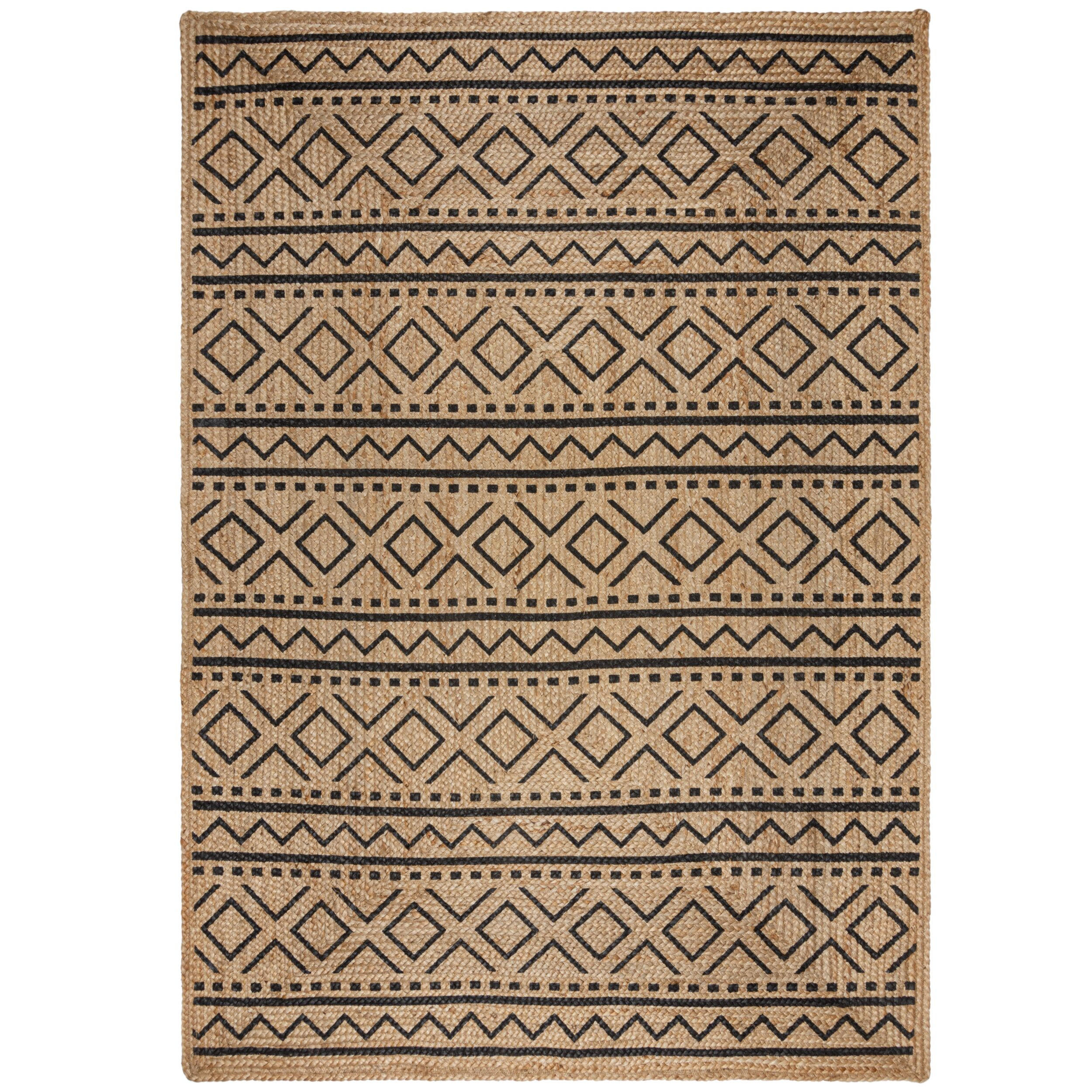 TEPPICH Jute Geometrisch-Design, nachhaltig NEATH SCOTT, Braun-Schwarz 200x290 cm - Braun, Naturmaterialien (200/290cm) - KADIMA DESIGN