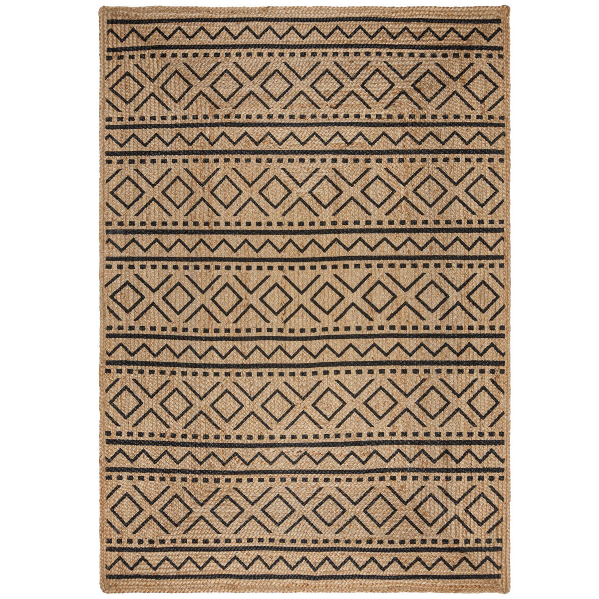 TEPPICH Jute Geometrisch-Design, nachhaltig NEATH SCOTT, Braun-Schwarz 200x290 cm - Braun, Naturmaterialien (200/290cm) - KADIMA DESIGN