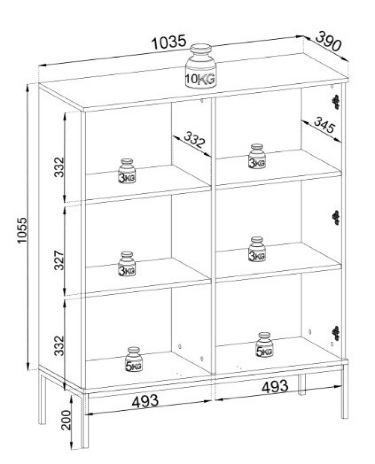 VITRINE Weiß SANTI Mit Lamellen - Beige, Holzwerkstoff (104/126/39cm) - Sepro Meble