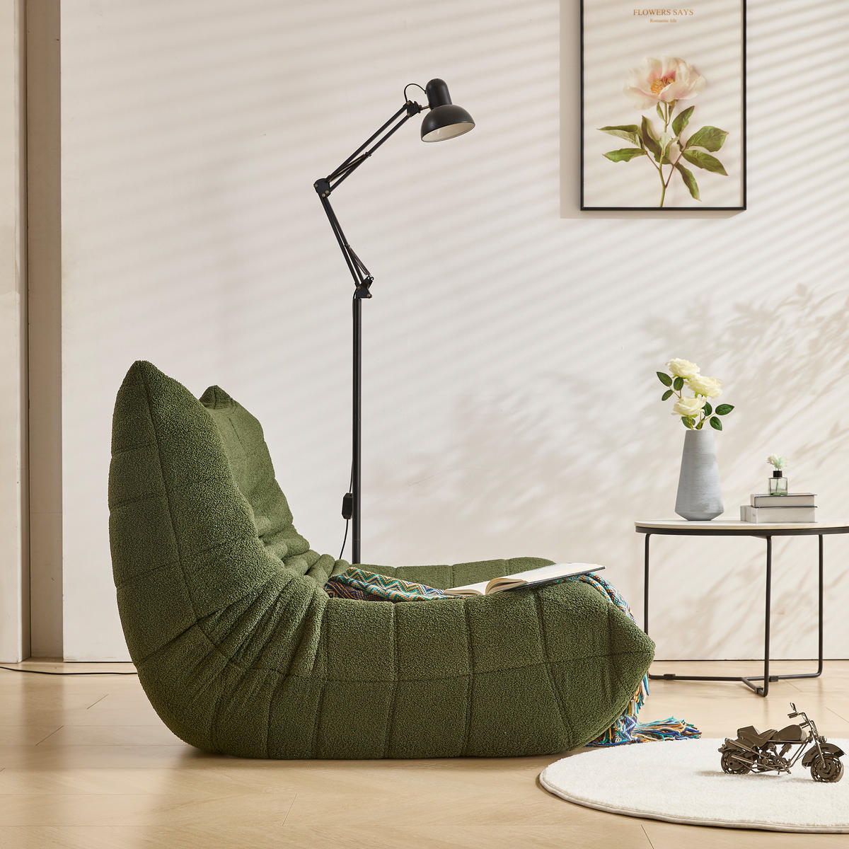 LIEGESESSEL 149/120/82 cm Grün Ergonomische Unterstützung für Schlafzimmer Wohnzimmer - Grün, Textil (120/82/149cm) - OKWISH