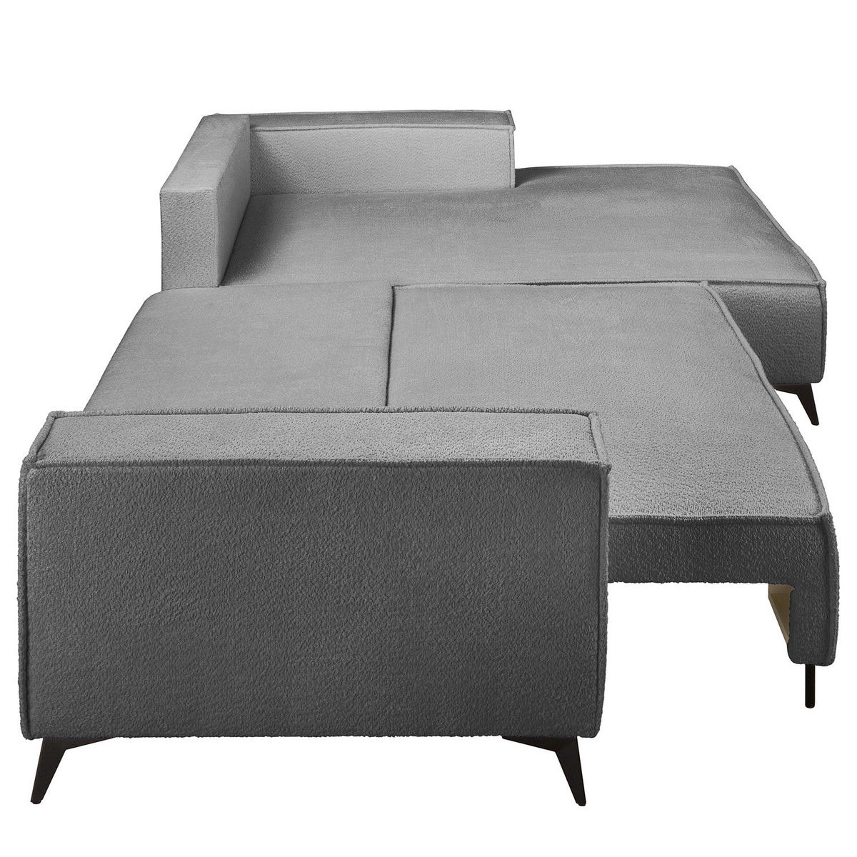 ECKSOFA mit Schlaffunktion - Silberfarben/Schwarz, Textil/Metall (294/185cm) - home24