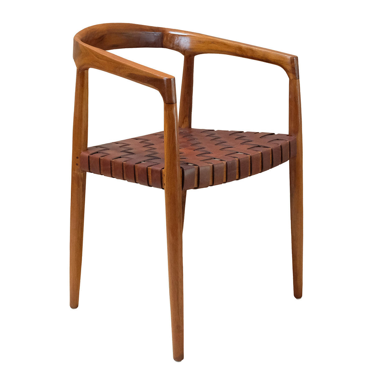 ARMLEHNENSTUHL - Echtleder / Teak massiv - Cognac, Leder (54/80/50cm) - home24