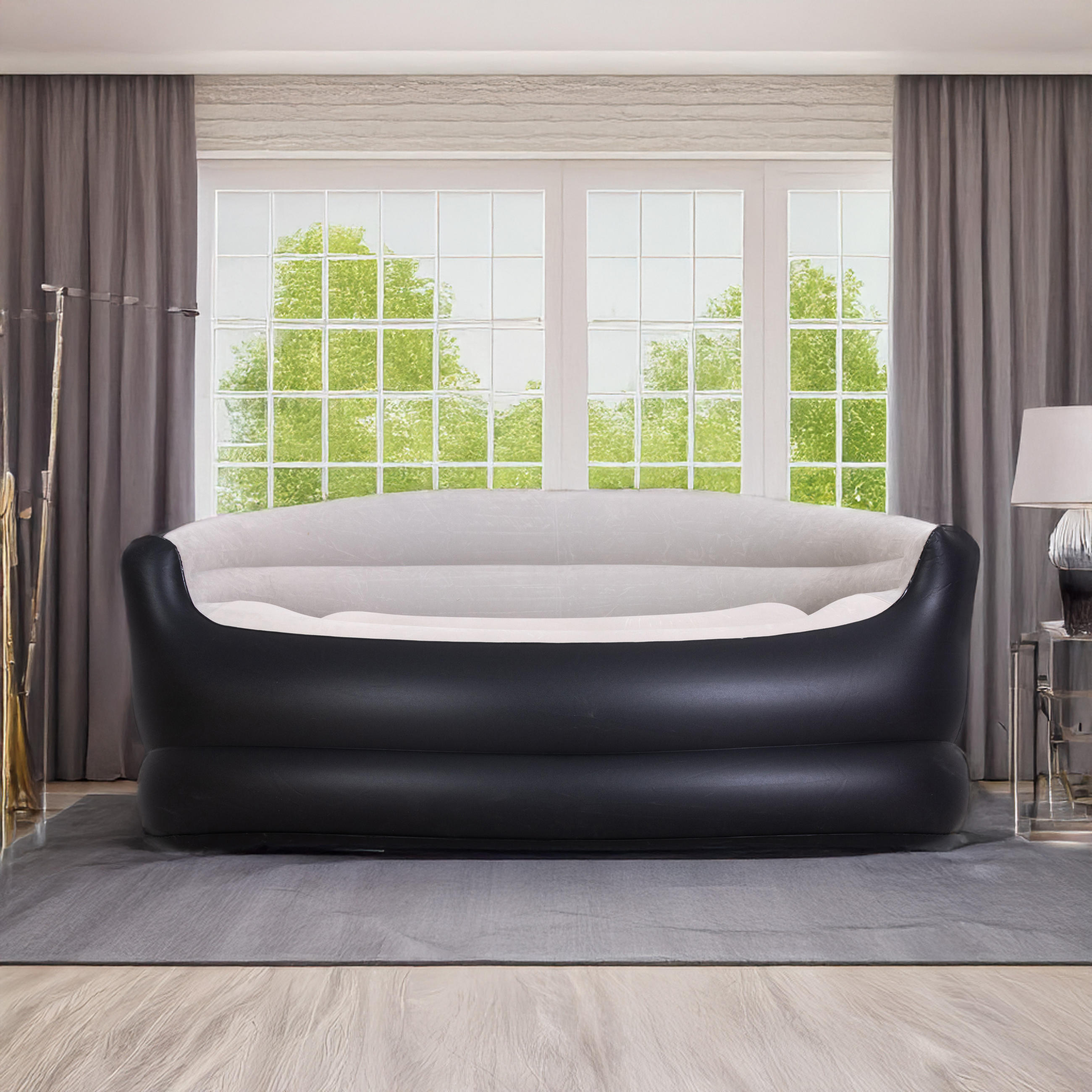 LUFTSOFA aufblasbares Sofa 138 x 87 x 71 cm grau-schwarz ohne Pumpe - Schwarz/Grau, Kunststoff (87/71/138cm) - Avenli
