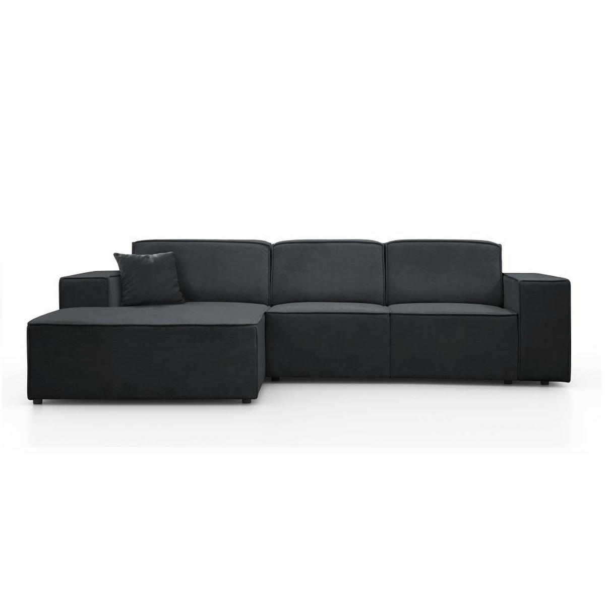 ECKSOFA ohne Schlaffunktion Pedro L dunkelgrau links - Dunkelgrau/Schwarz, Kunststoff/Textil (267/170cm) - Beautysofa