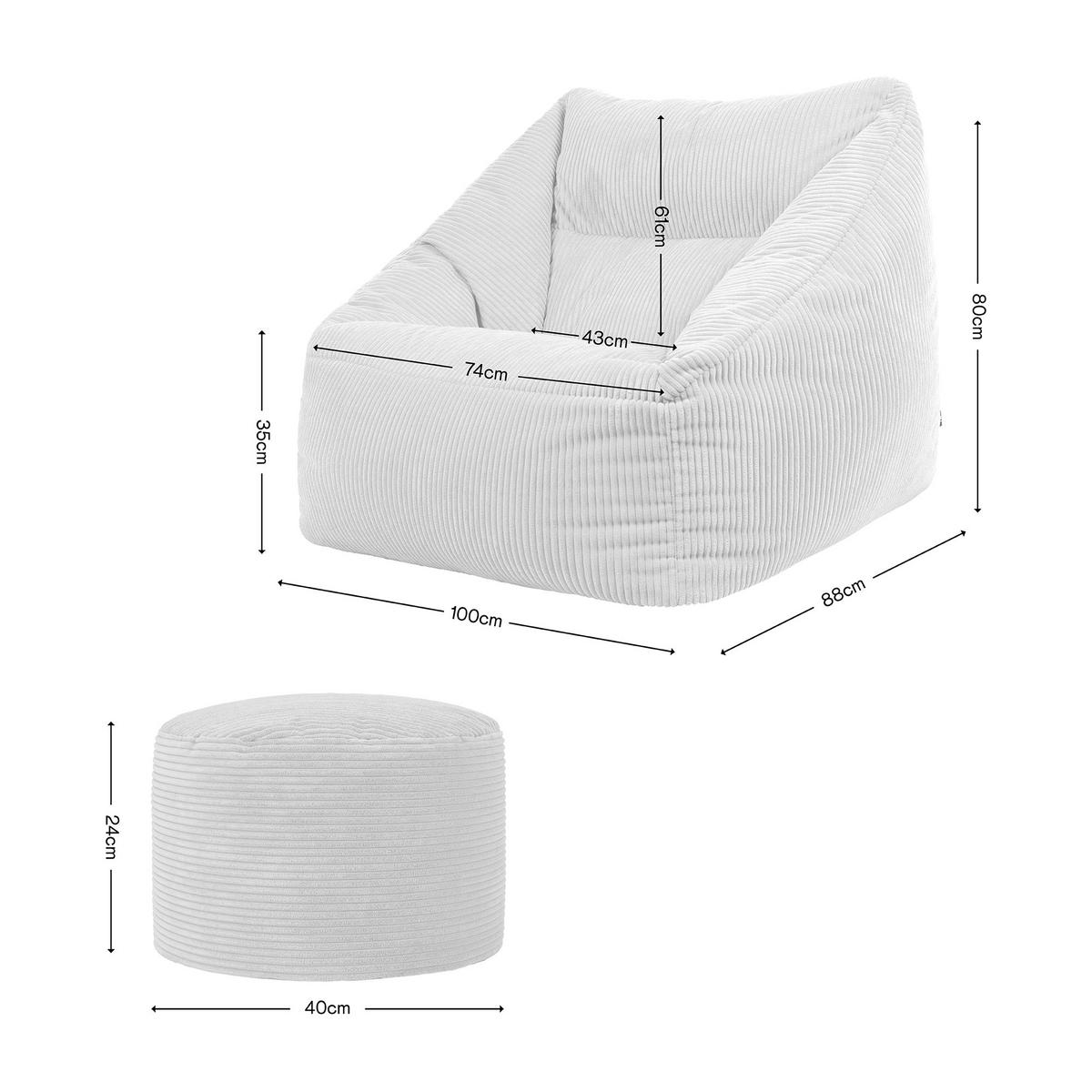 SITZSACK Sessel Natalia + Sitzpouf - Salbeigrün, Textil (100/80/88cm) - icon