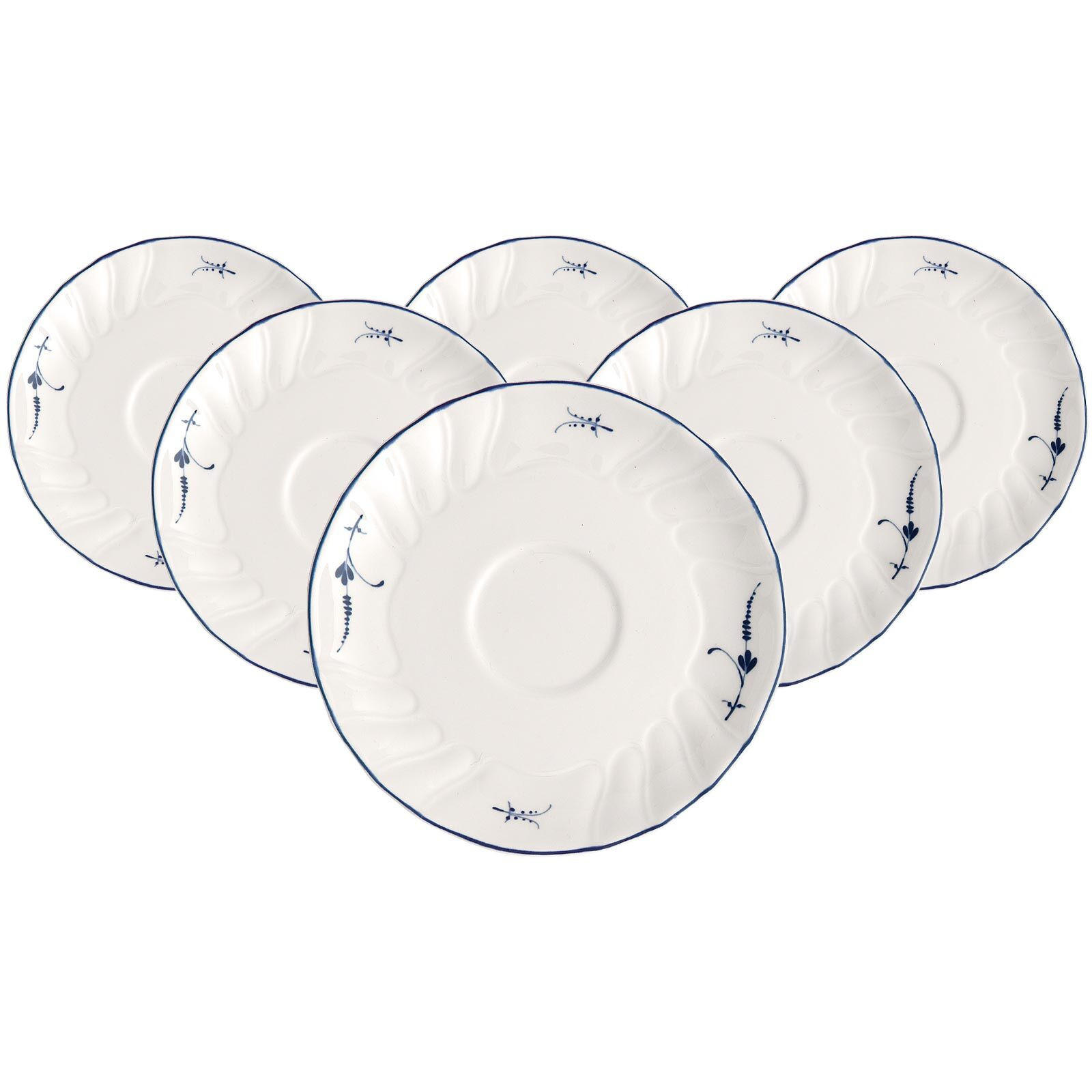 MOKKA-/ESPRESSOUNTERTASSEN Vieux Luxembourg weiß-blau ø 12 cm 6er Set - Blau/Weiß, Keramik (12cm) - Villeroy & Boch