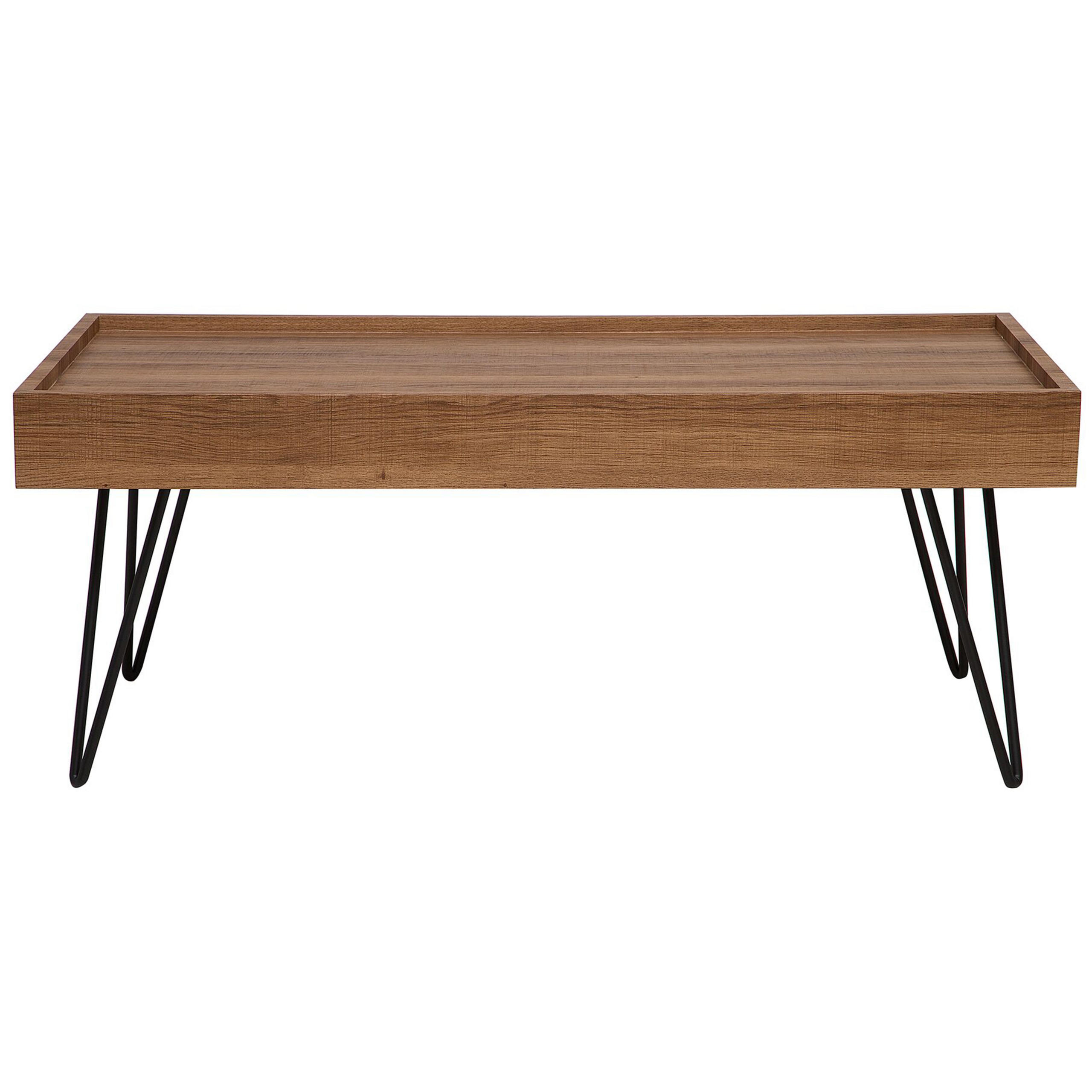 COUCHTISCH dunkler Holzfarbton rechteckig 100/60 cm Welton - Dunkelbraun/Schwarz, Holzwerkstoff (60/100/43cm) - Beliani
