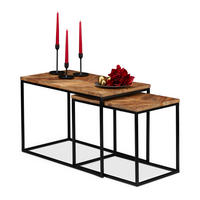 2XCOUCHTISCH - Hellbraun, Holz/Metall (43.5/77/50cm) - Relaxdays