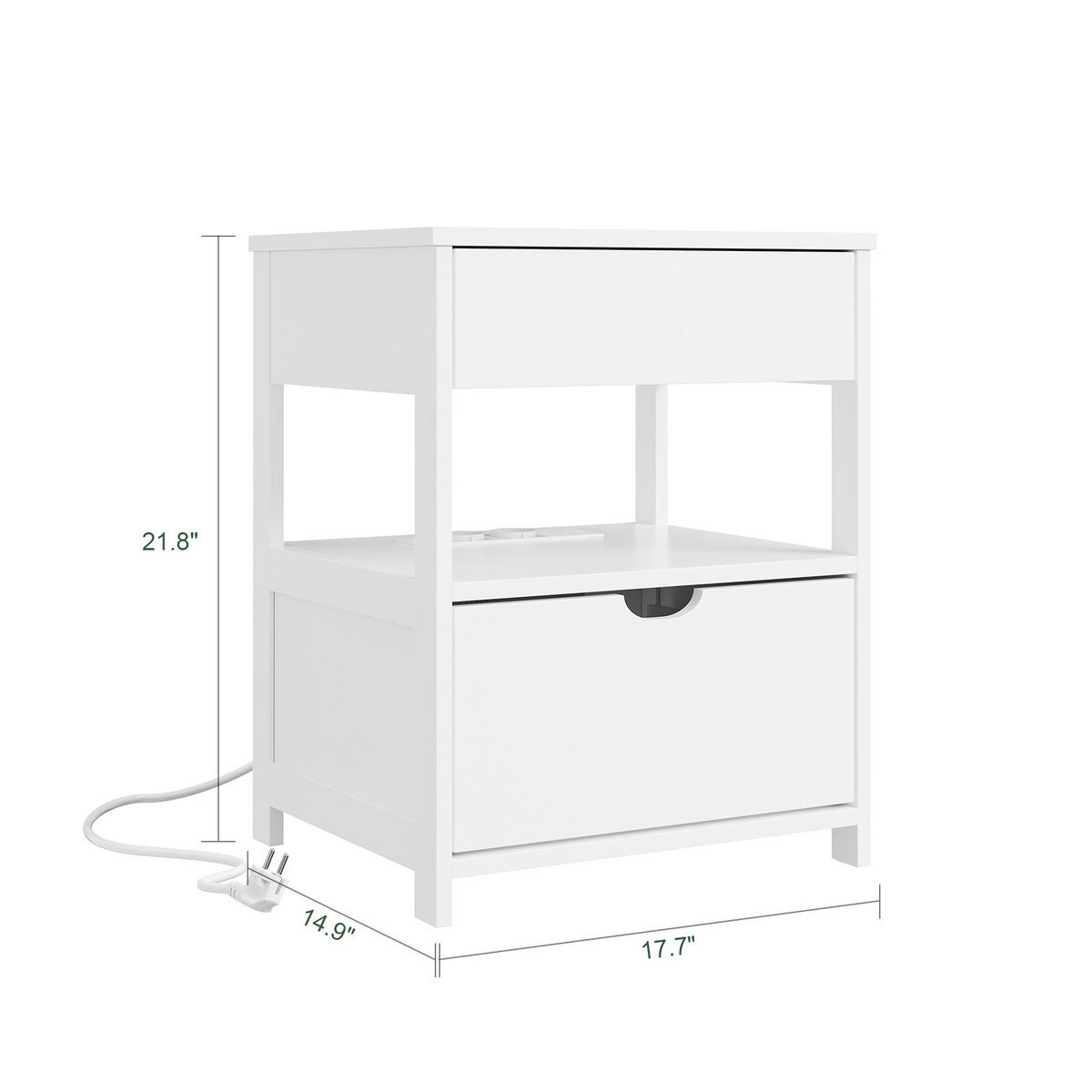 NATTBORD Vit 55x45x38cm - Lönnfärgad, Päls (45/55/38cm) - SoBuy