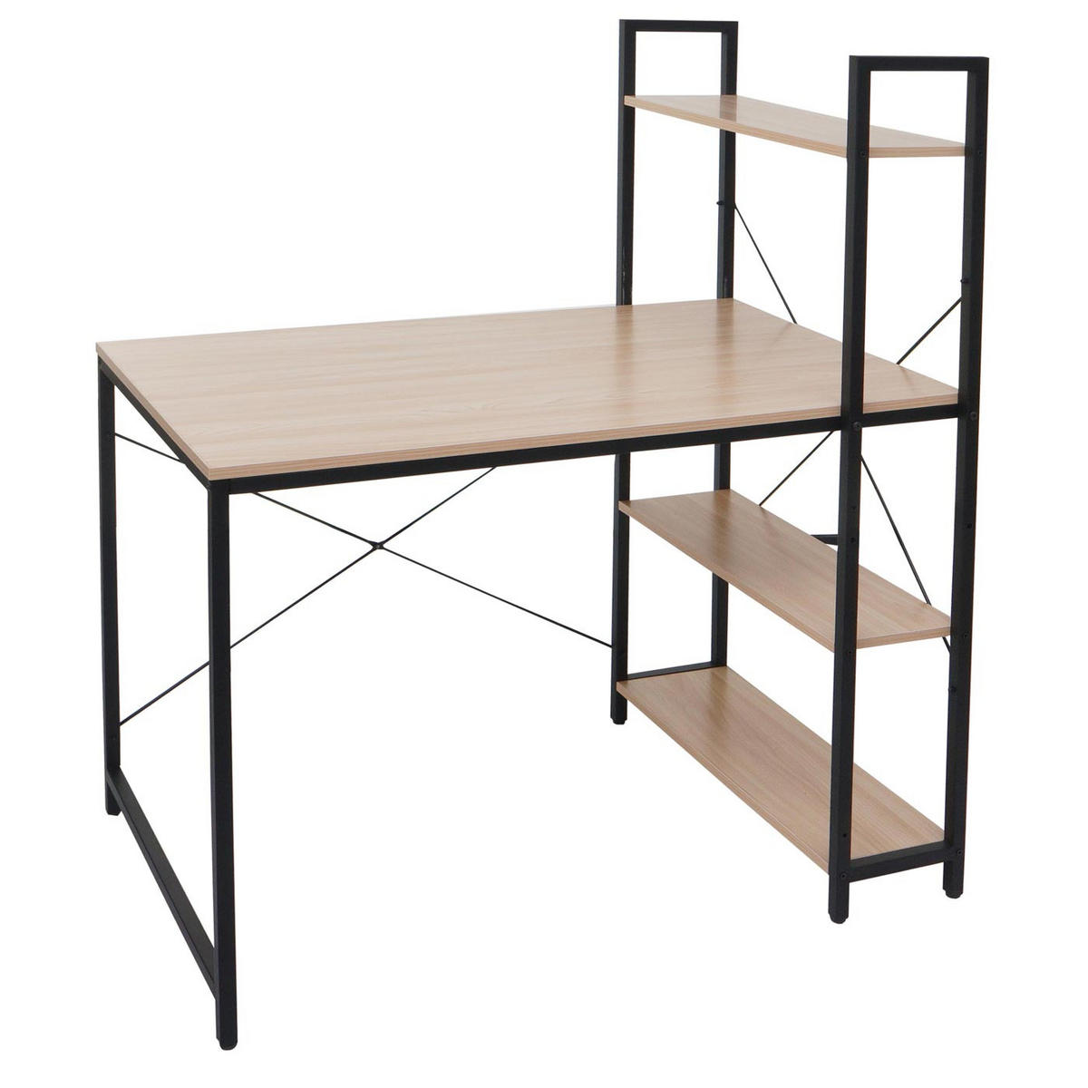 SCHREIBTISCH mit Regal HxBxT 120x100x60cm Metall Holz natur - Naturfarben, Holzwerkstoff (60/100/120cm) - PROREGAL