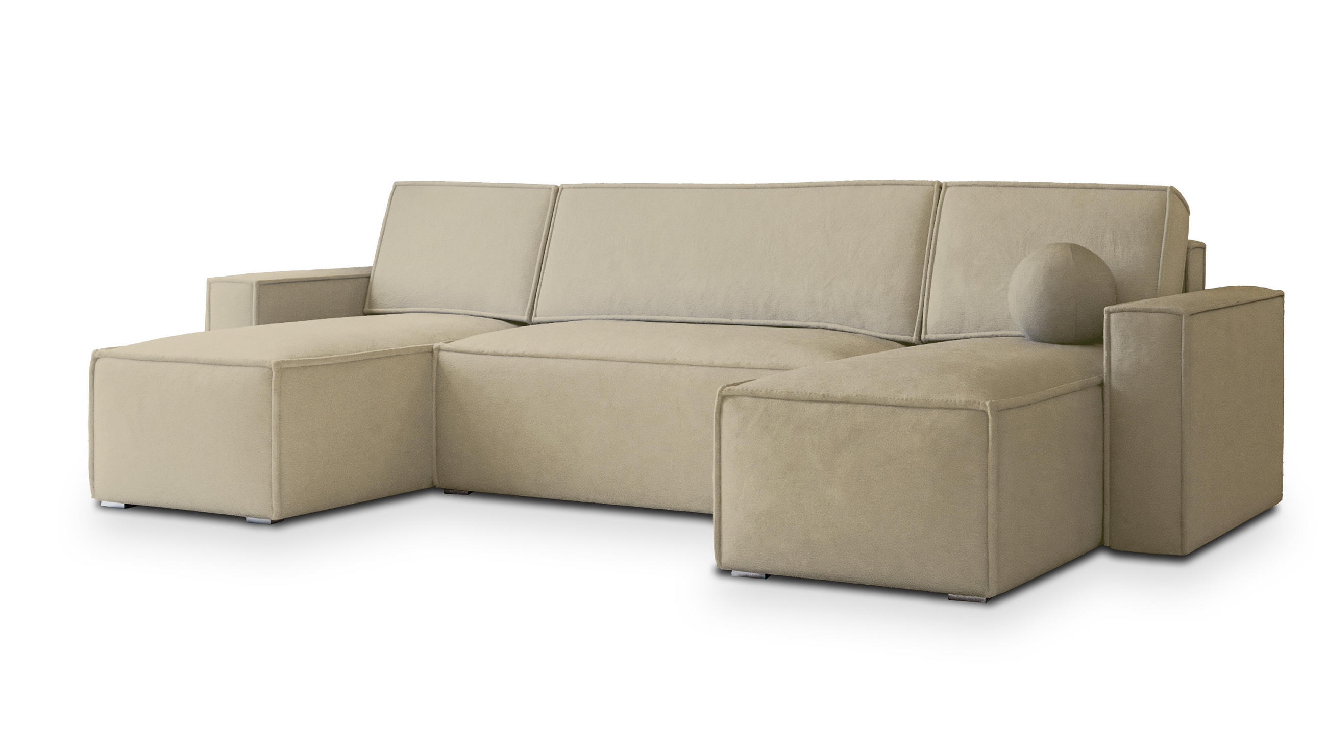 ROHOVÁ SEDAČKA PESANO krémová - šedá/krémová, dřevo/textil (306/140cm) - MASSENO