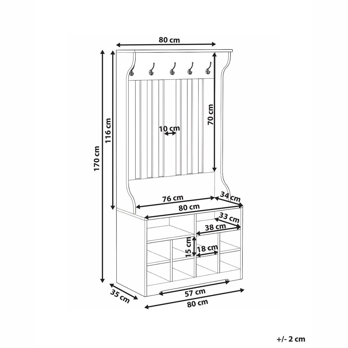 ORGANIZATOR ZA ČEVLJE s stojalom za oblačila temno rjava Deniliquim - rjava, leseni material (80/170/35cm) - Beliani