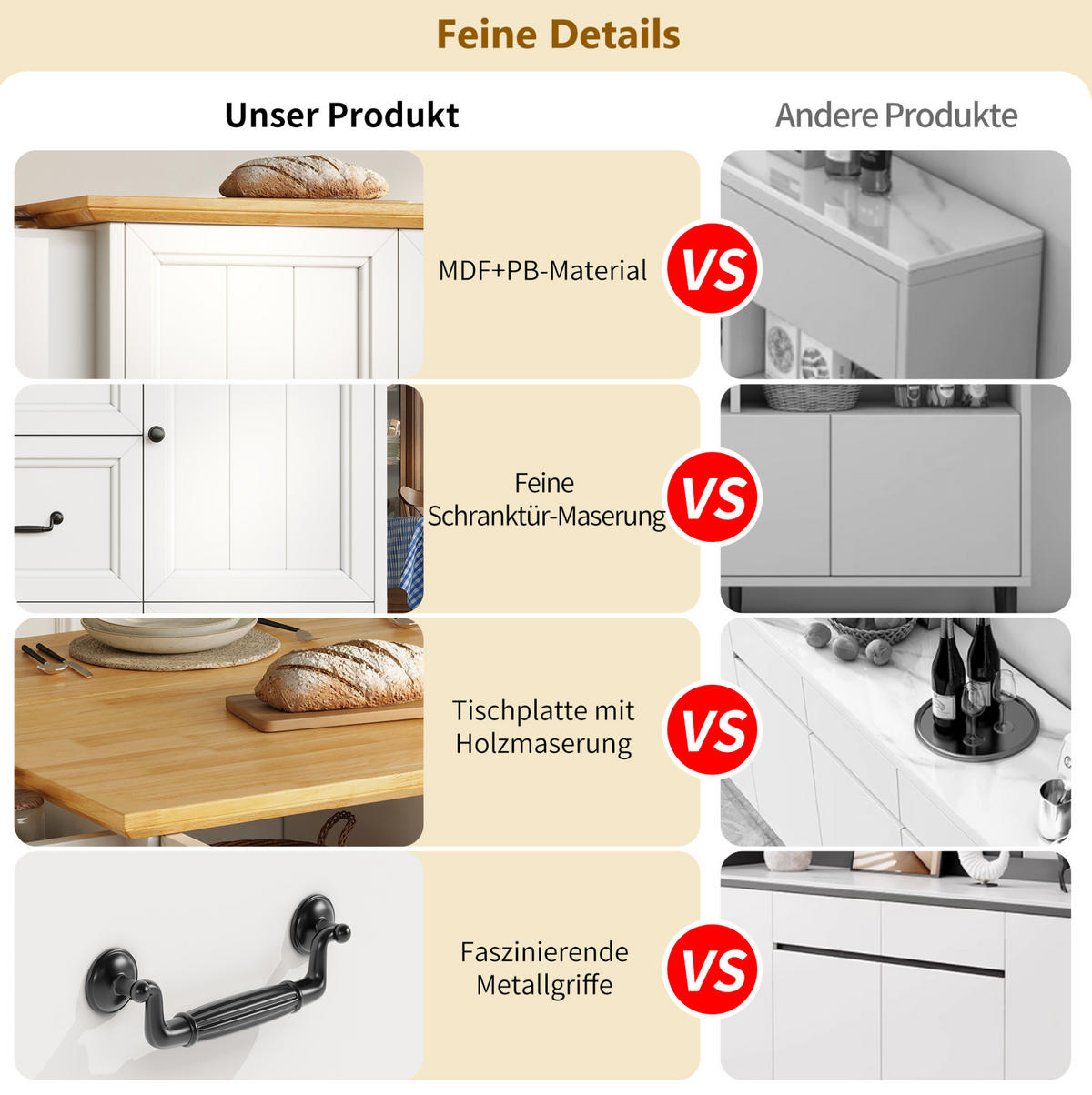 KÜCHENINSEL aus MDF mit klappbarer Tischplatte & Rollen, 120/73/45/93 cm, Weiß - Weiß, Holzwerkstoff (120/93/45cm) - Redom