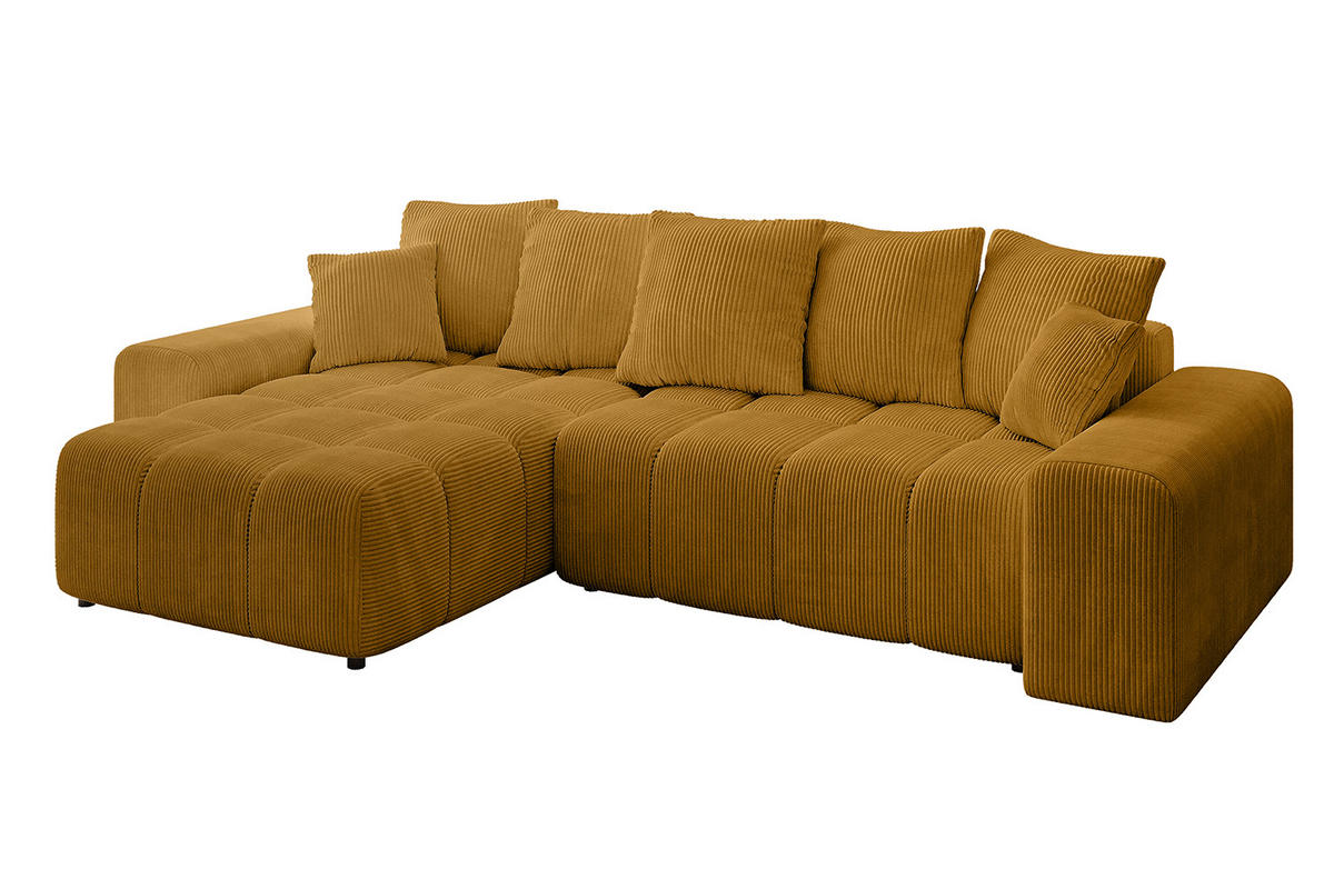 ECKSOFA Ottomane links/rechts ENIL-L 290x175x84 Senfgelb Cord - Currygelb, Holzwerkstoff/Kunststoff (290/175cm) - ALTDECOR